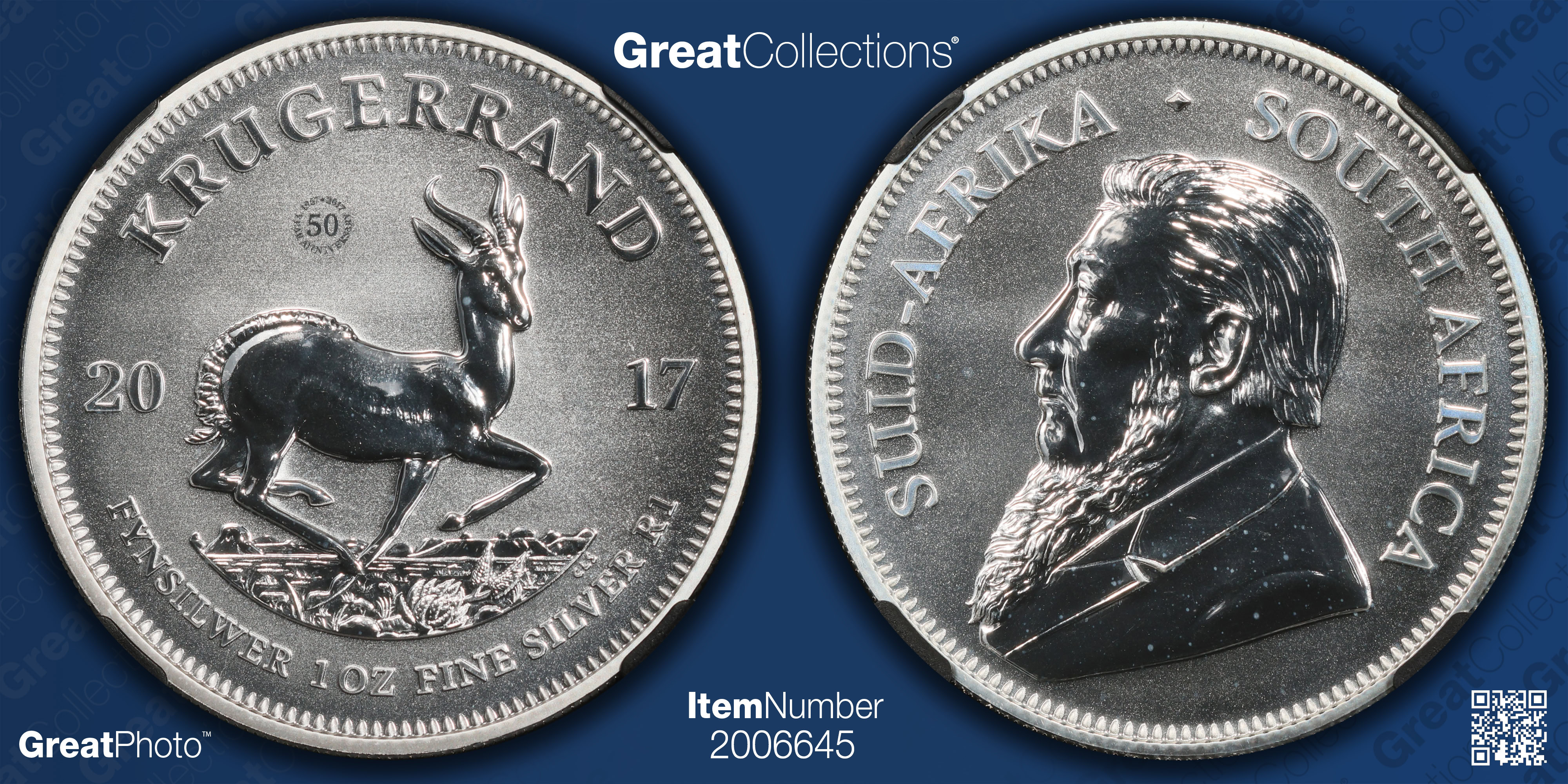 South Africa 2017 Silver Krugerrand 50th Anniversary Privy KM-637