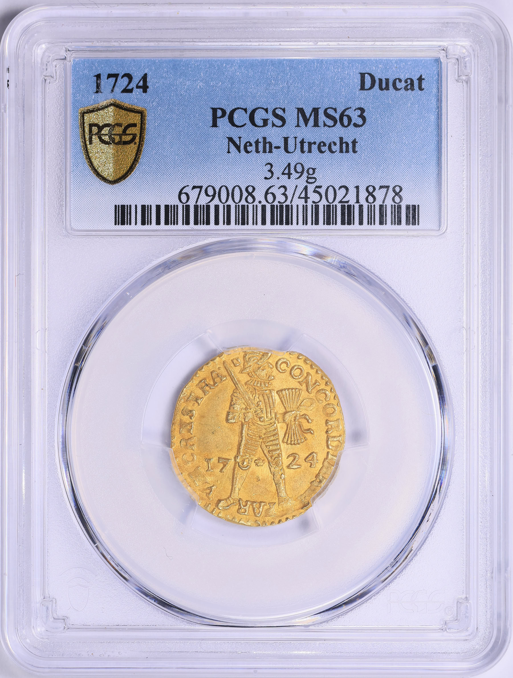 Netherlands - Utrecht 1724 Gold Ducat KM-7.4 PCGS MS-63 (3.49gms