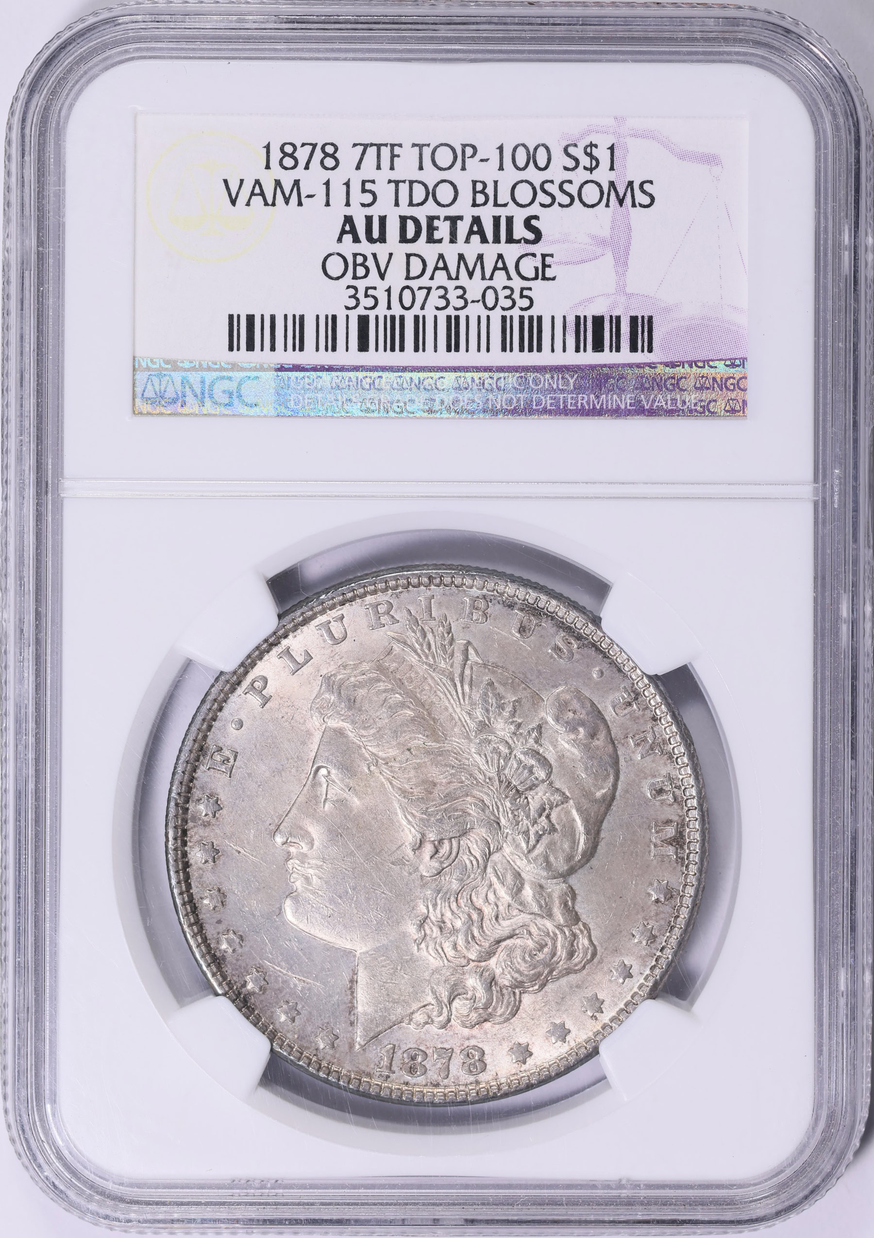 1878 7TF Morgan Silver Dollar TDO Reverse of 1878 VAM-115 *Top 100