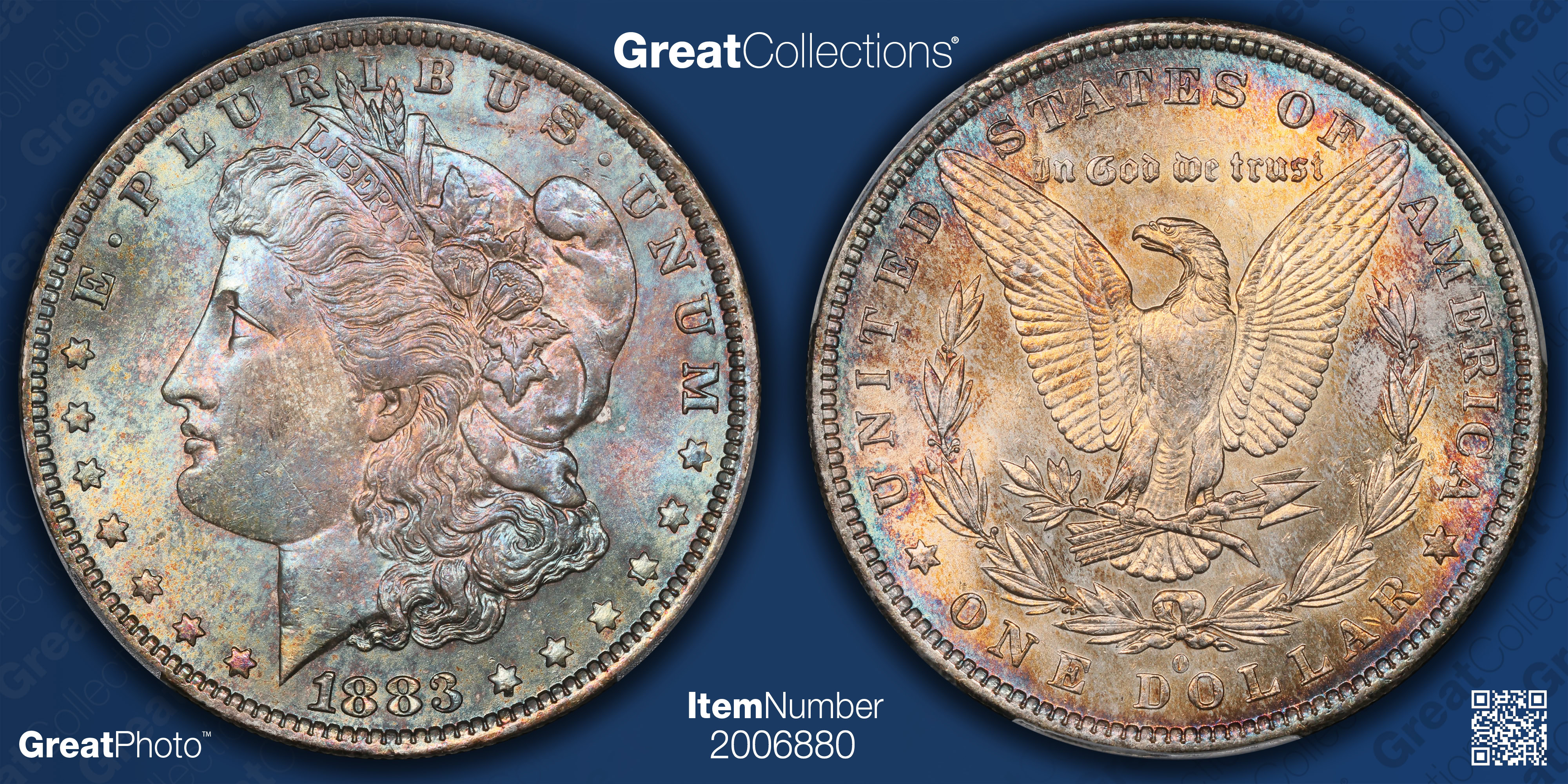 1883-O Morgan Silver Dollar PCGS MS-63 (CAC Green) (Toned) (Item