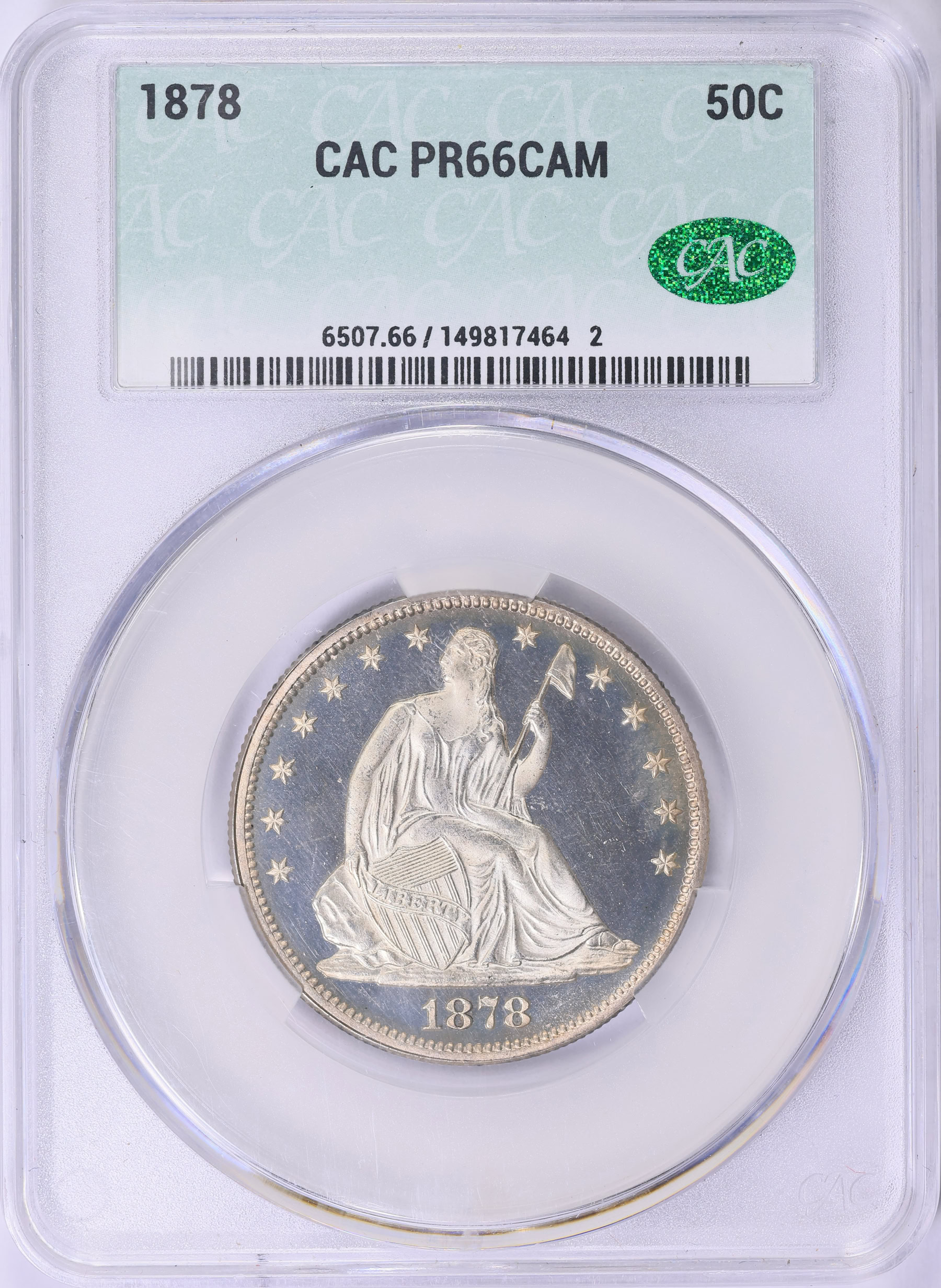 1878 Seated Liberty Half Dollar CACG Proof 66 CAMEO Item 2007024 1878-seated-liberty-half-dollar-cacg-proof-66-cameo-item-2007024