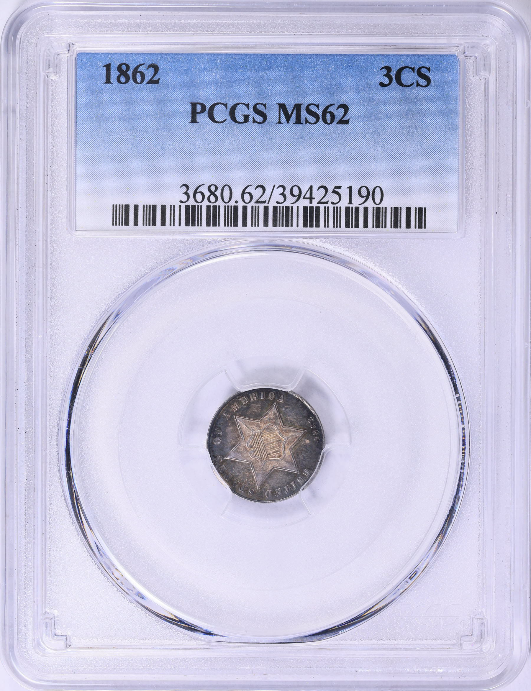 1862 Silver Three-Cent Piece PCGS MS-62 (Toned) (Item 2007111