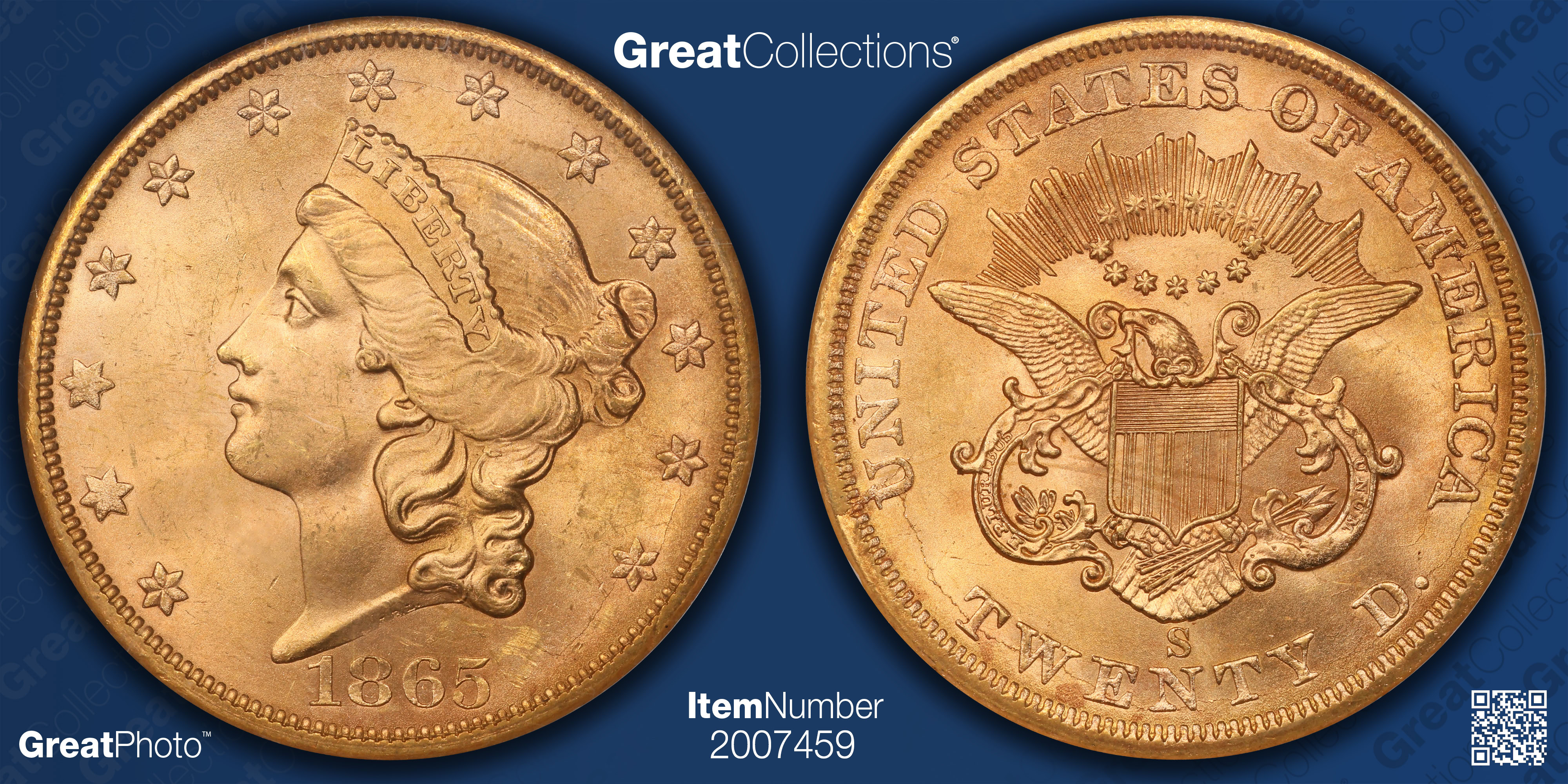 1865-S Liberty Gold Double Eagle NGC MS-65 (Brother Jonathan