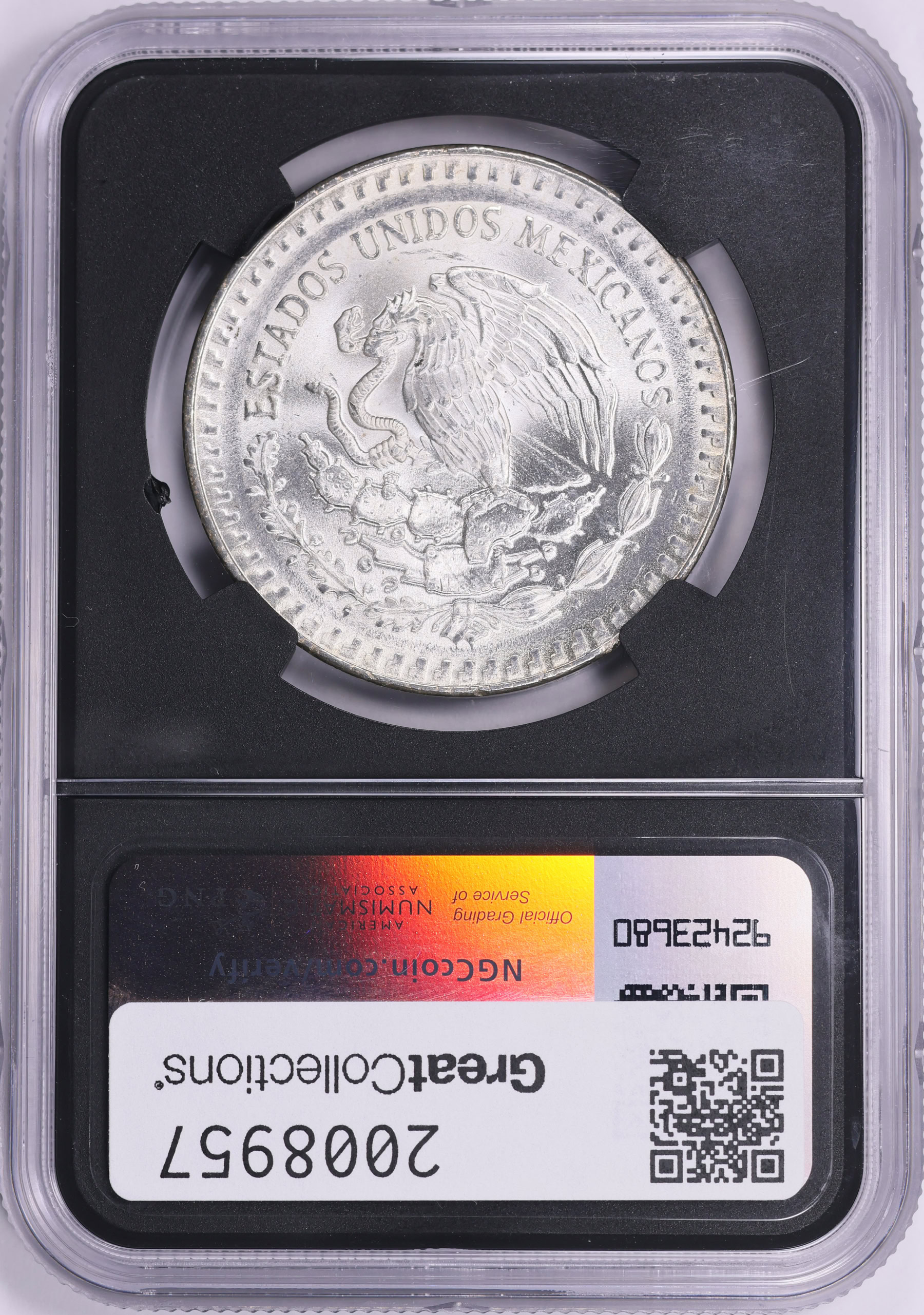 Mexico 1986-Mo Silver Onza Libertad KM-494.1 NGC MS-65 (Black