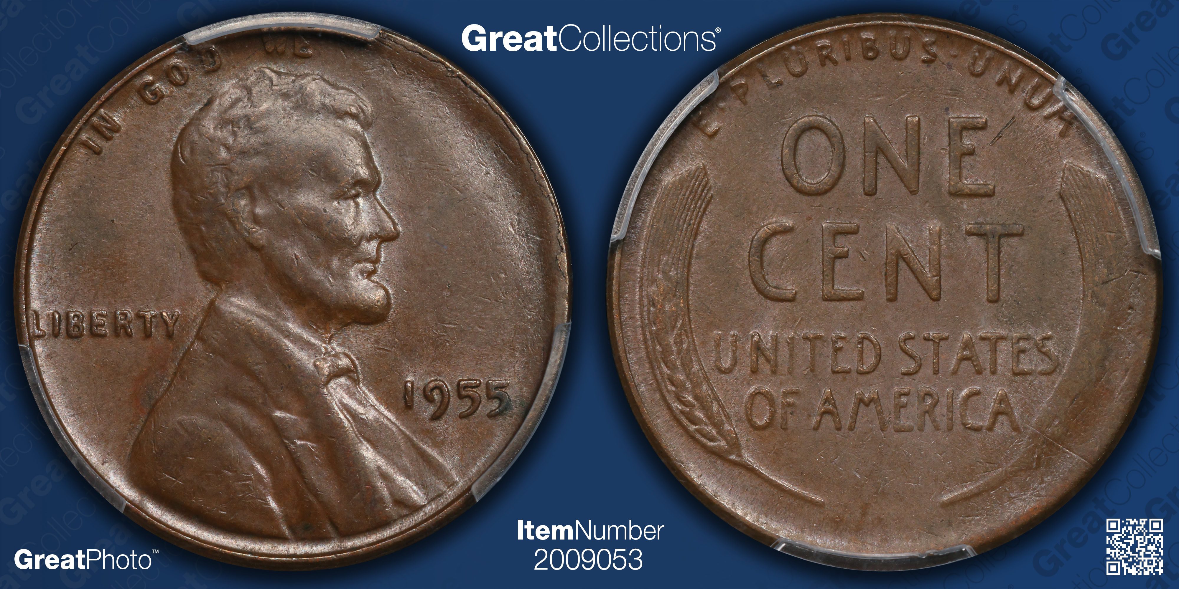Mint Error 1955 Lincoln Cent Tapered Planchet 2.79g PCGS AU-55