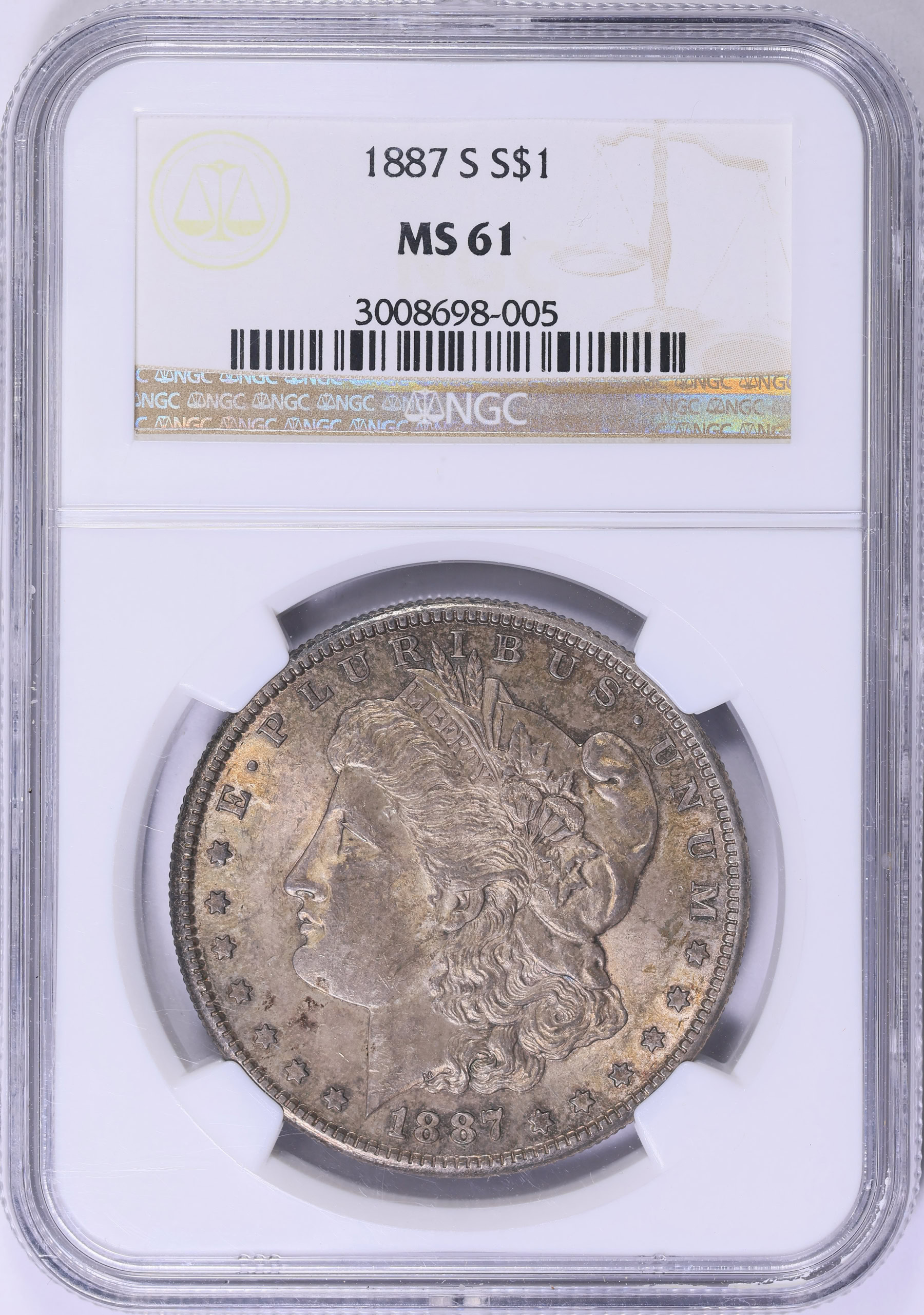 1887-S Morgan Silver Dollar NGC MS-61 (Toned) (Item 2009058