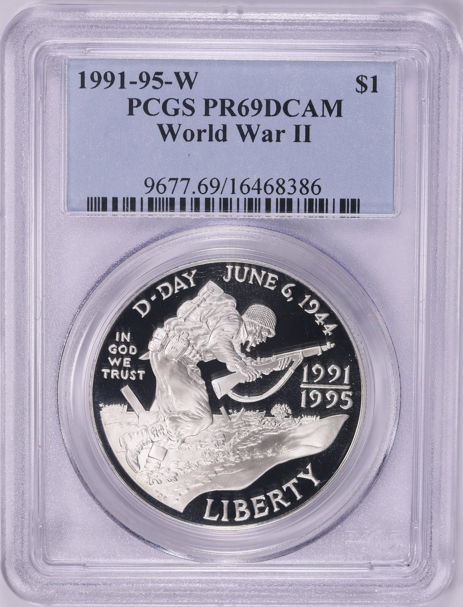 1991-95-W 50th Anniversary of World War II Silver Dollar PCGS