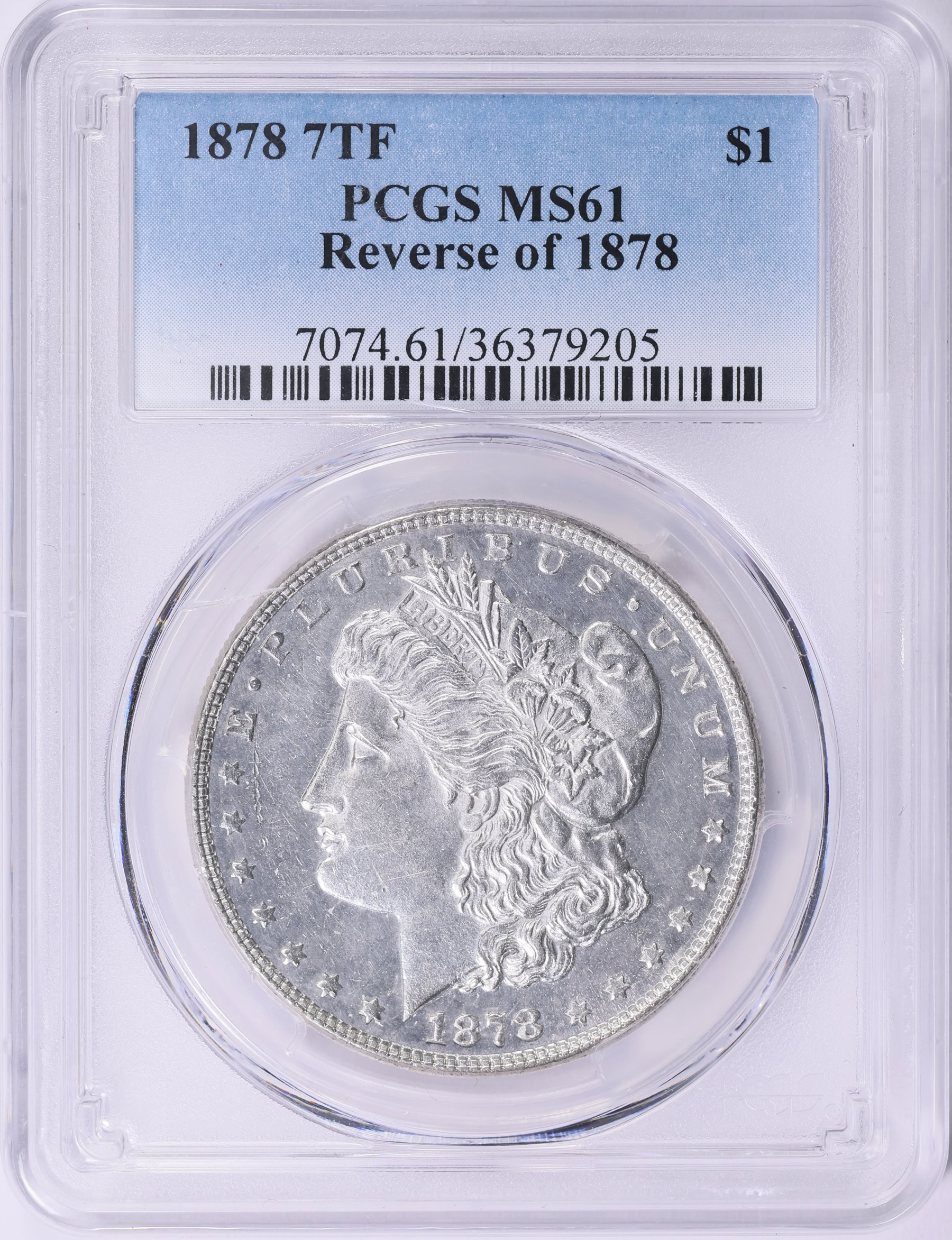 1878 Morgan Silver Dollar 7 Tailfeathers, Reverse of 1878 PCGS MS