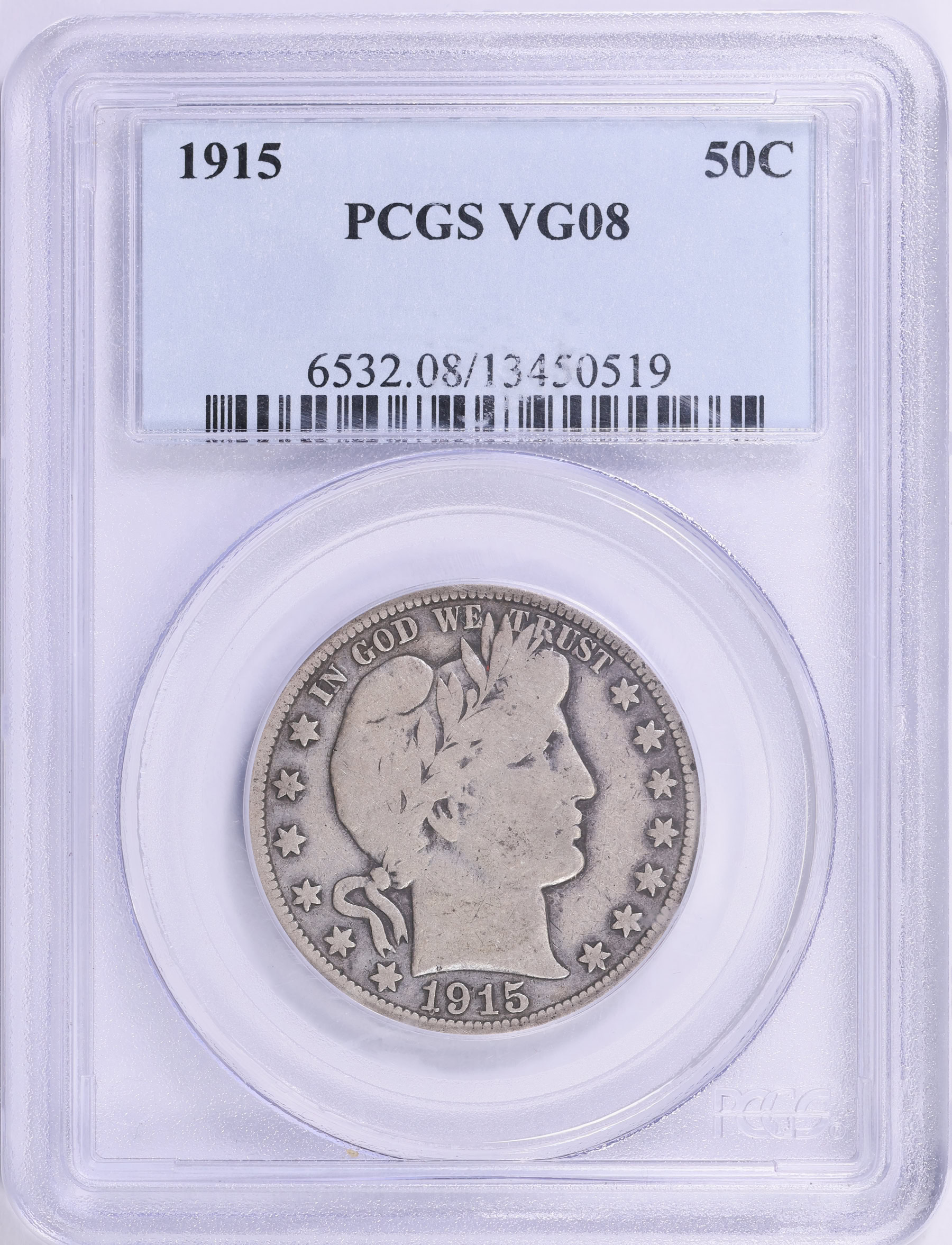 1915 Barber Half Dollar PCGS VG-08 (Item 2009381
