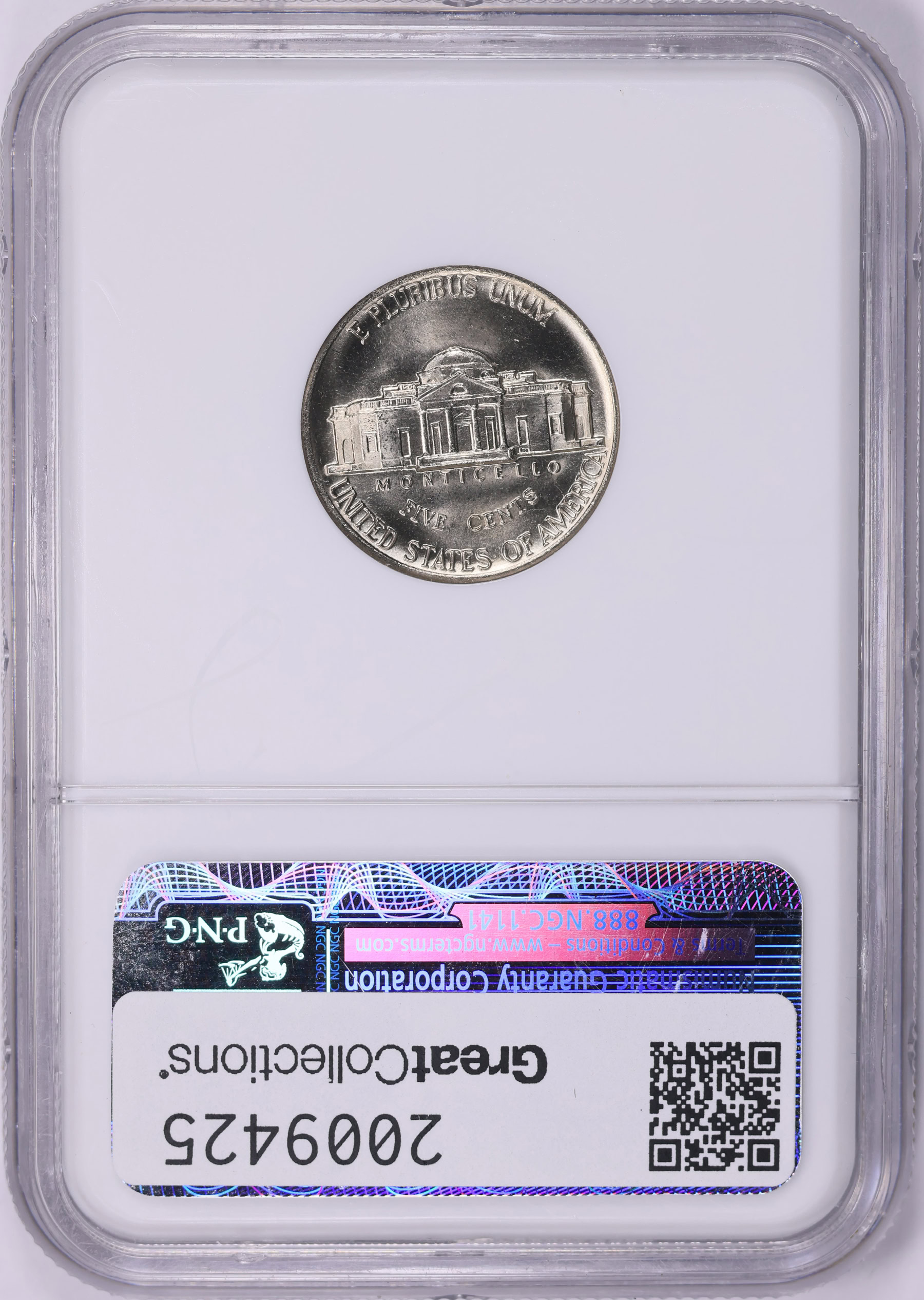 1986-D Jefferson Nickel NGC MS-66 5FS (Item 2009425) | GreatCollections ...