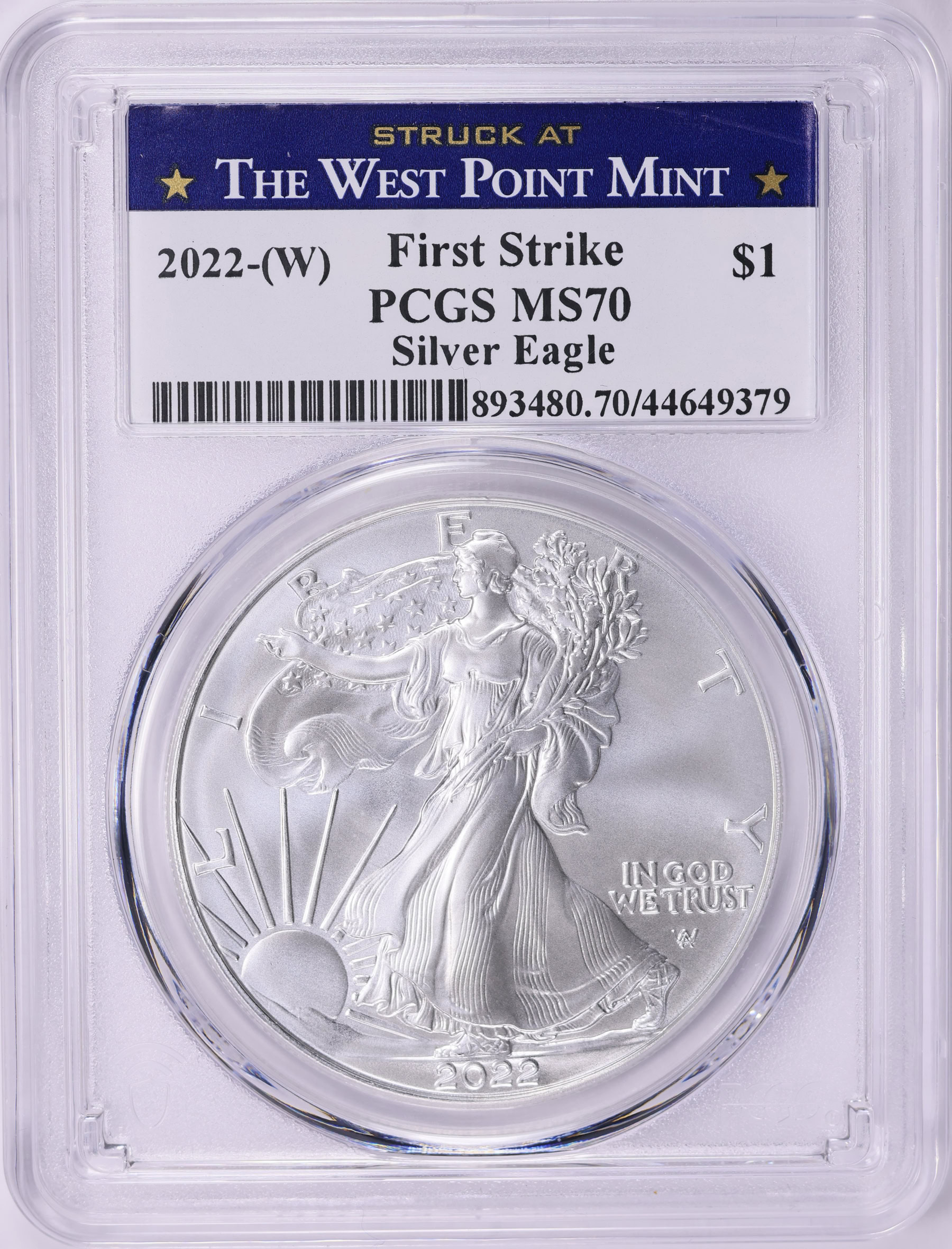 2022-(W) $1 Silver Eagle Struck at West Point First Strike PCGS MS