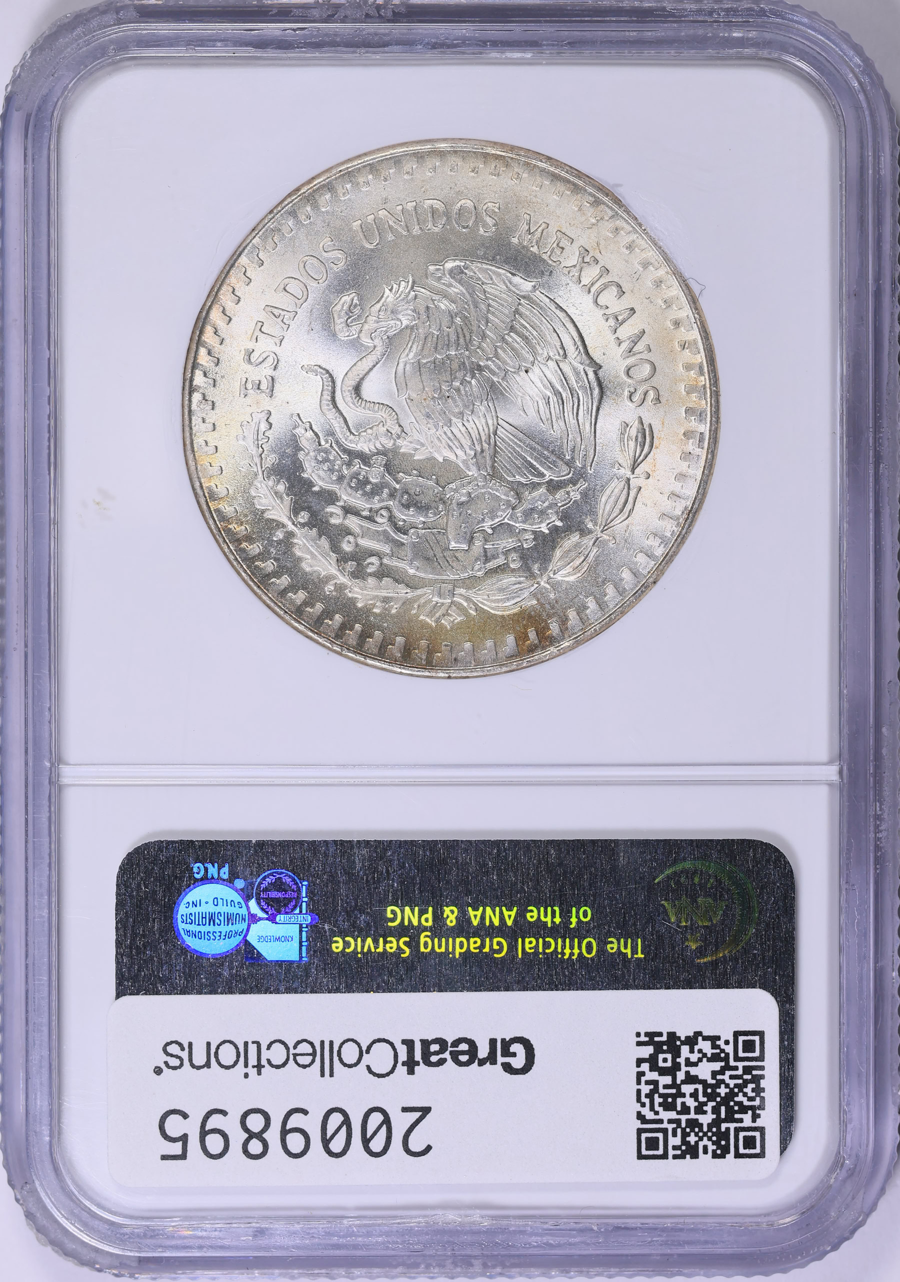 Mexico 1987-Mo Silver Onza Libertad KM-494.1 NGC MS-67 (Toned
