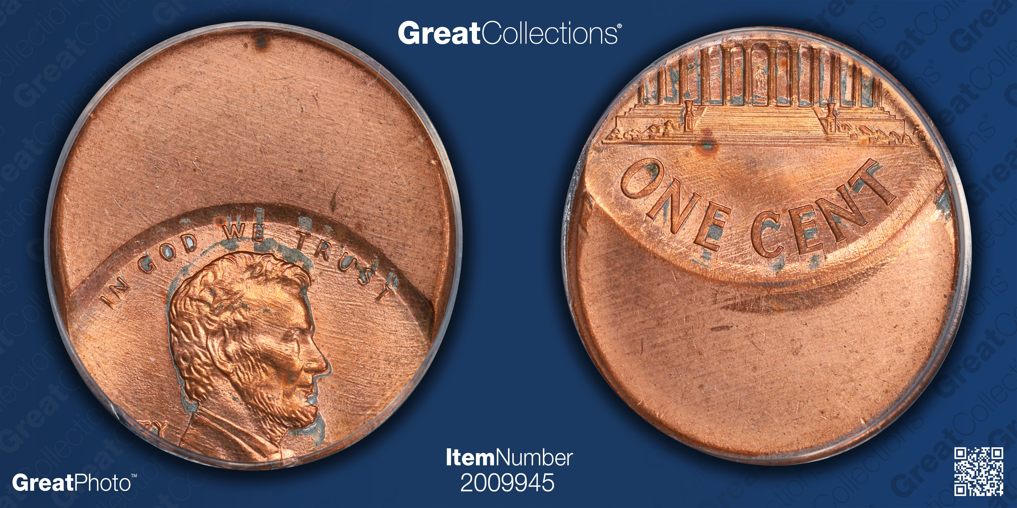 Mint Error (ND) Lincoln Cent Struck 50% Off-Center at K-6:00 ANACS