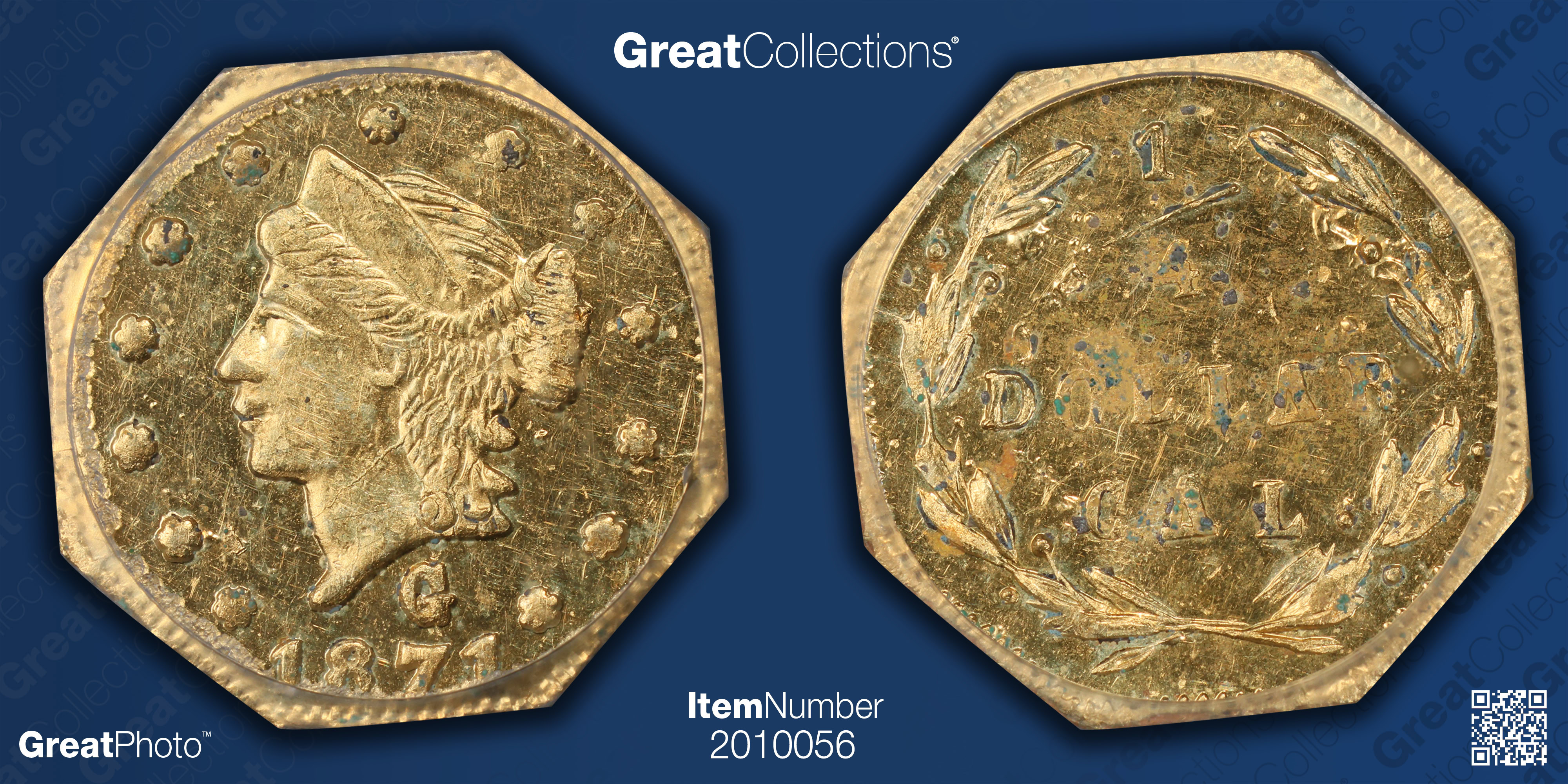 1871 California Fractional Gold 25c BG-767 PCGS MS-62 (Item