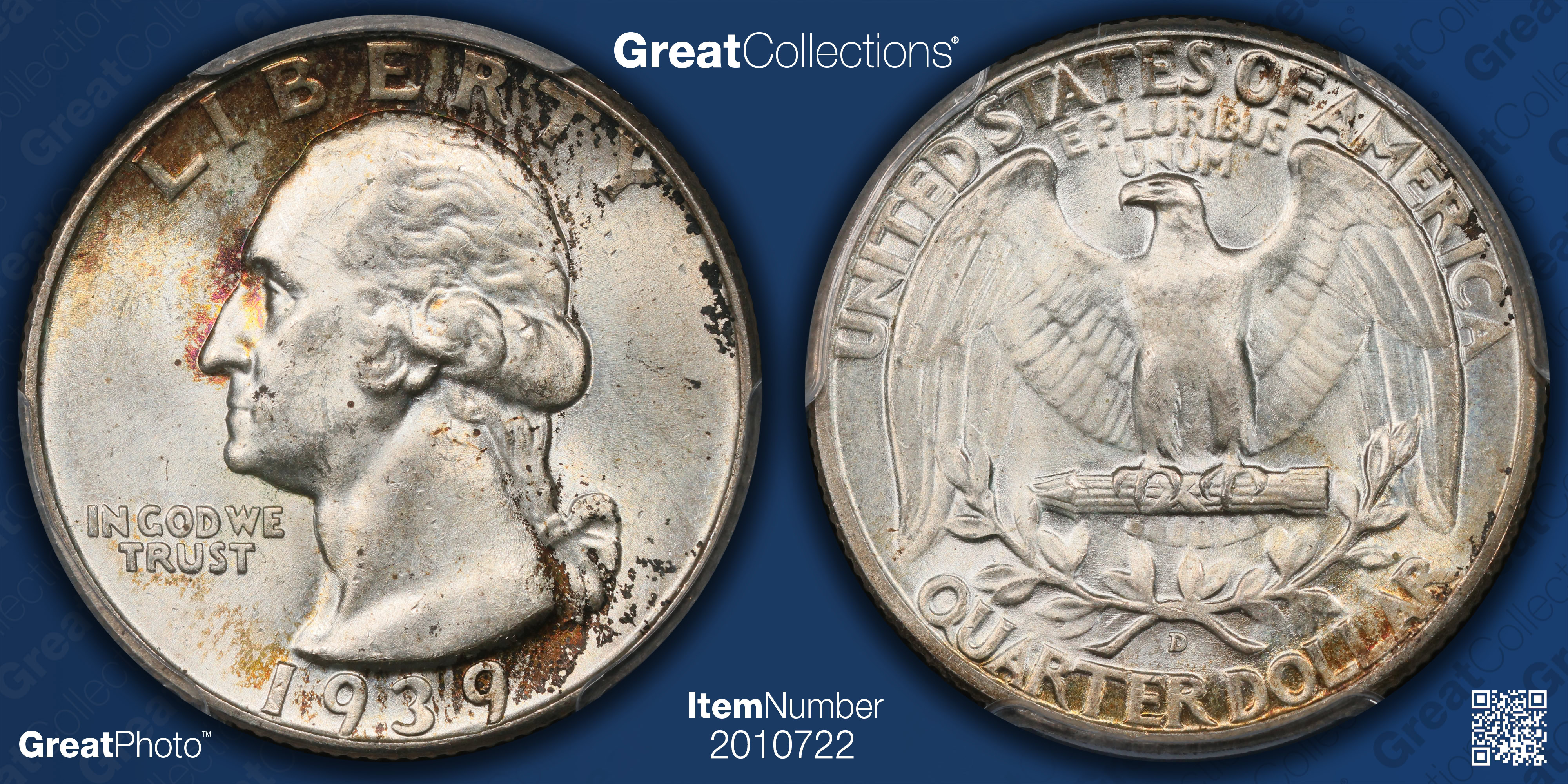 1939-D Washington Quarter PCGS MS-65 (Toned) (Item 2010722