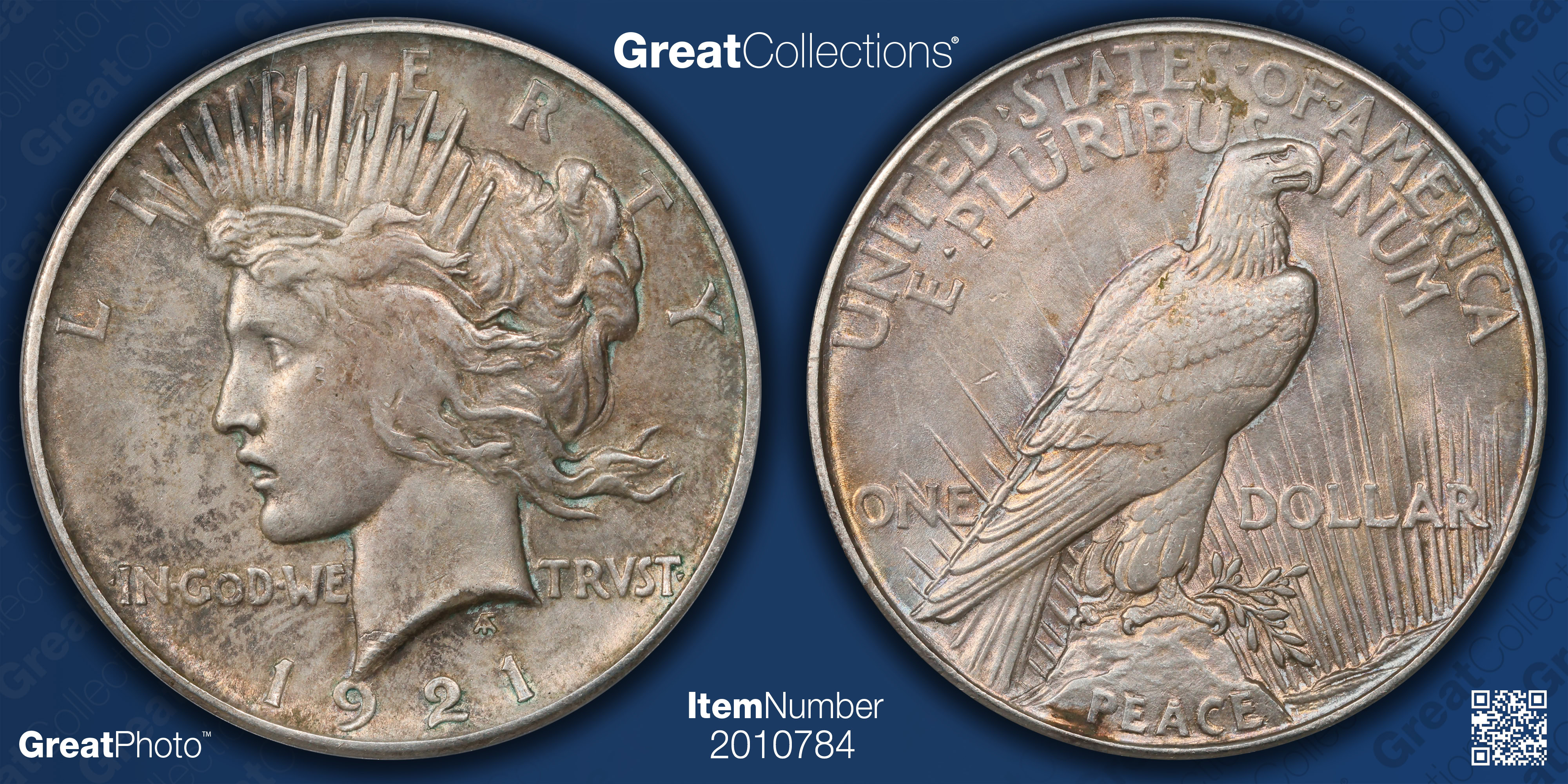 1921 Peace Silver Dollar High Relief PCGS AU-55 (Item 2010784