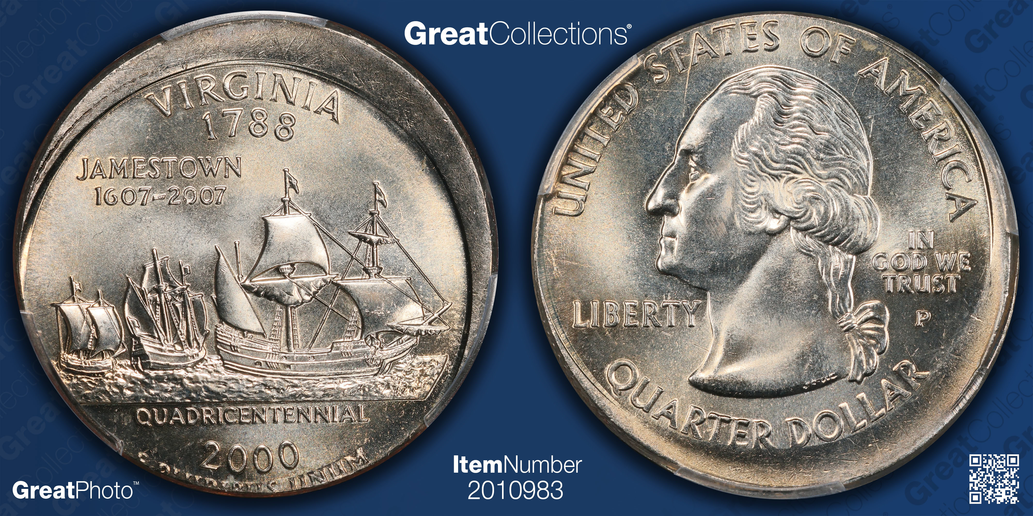 Mint Error 2000-P State Quarter Virginia Struck 5% Off-Center PCGS MS ...