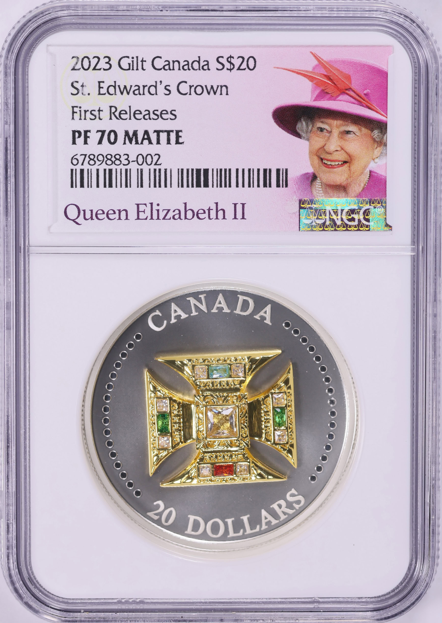 2023 聖エドワード 王冠 $20 プルーフ銀貨 NGC PF70MATTE Canada 2023 Gilt Silver $20 St. Edwards Jeweled Crown Matte Finish