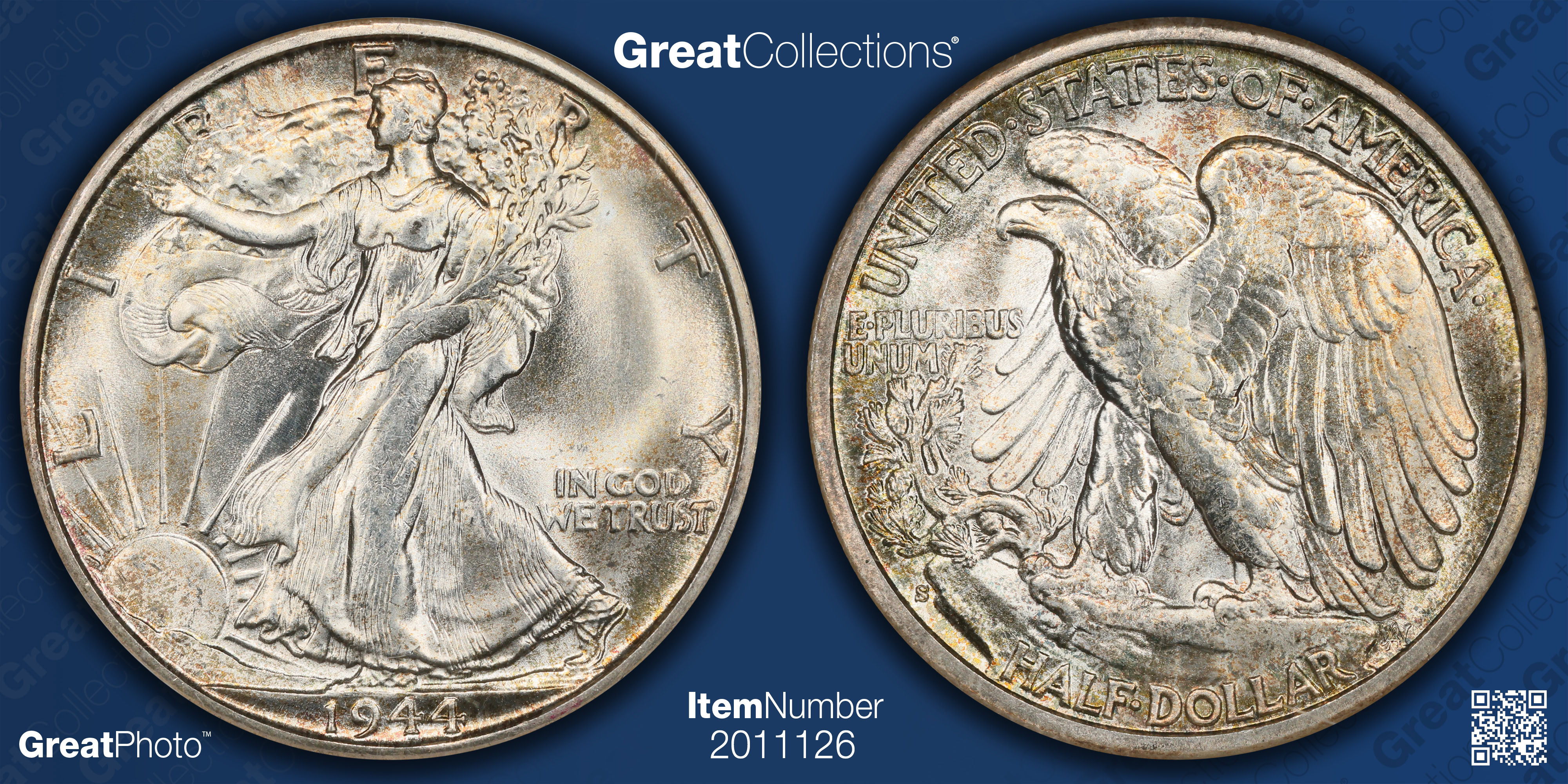 1944-S Walking Liberty Half Dollar NGC MS-66 (Toned) OH (Item