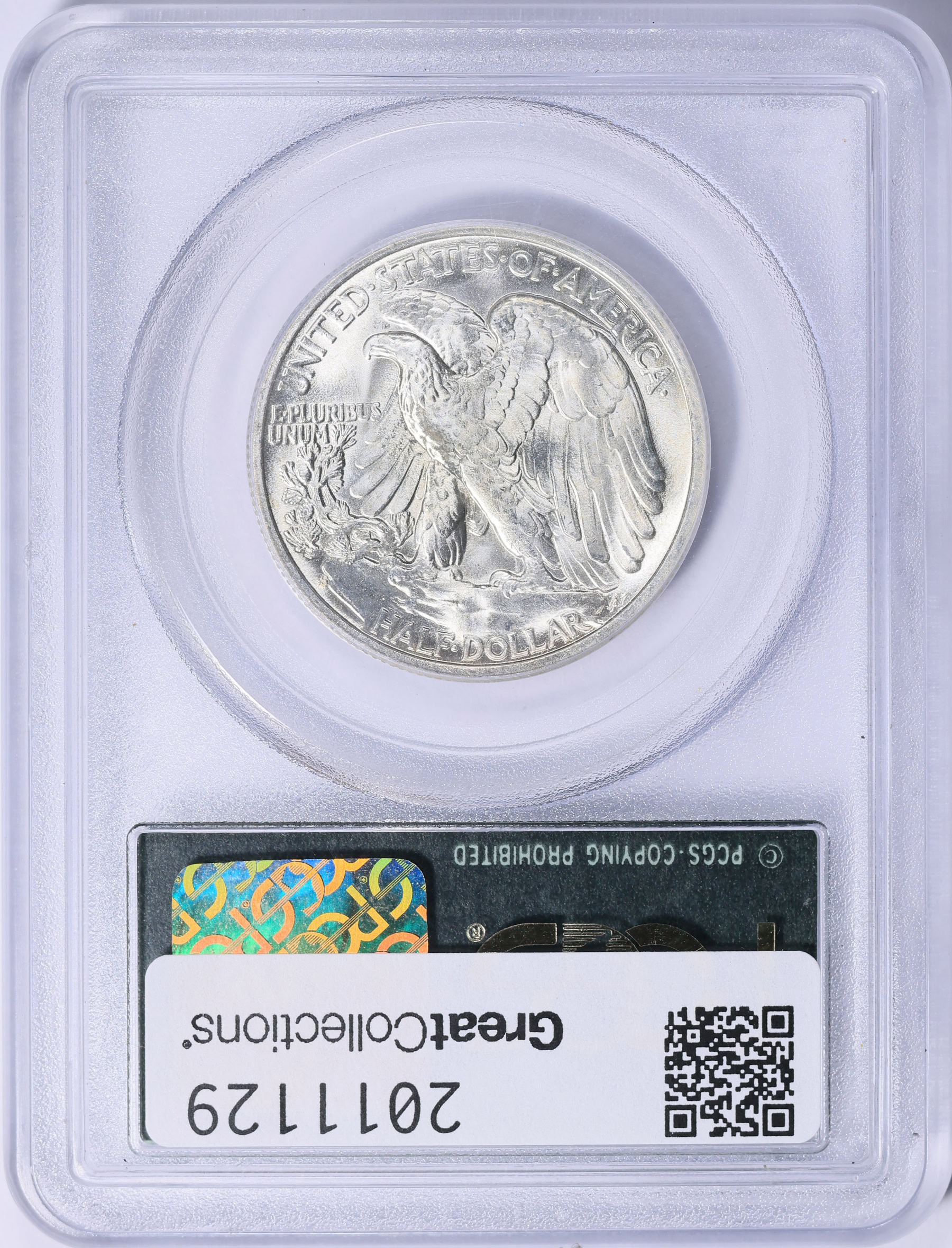 1945 Silver Walking Liberty Half Dollar PCGS AU58 No Mint Mark