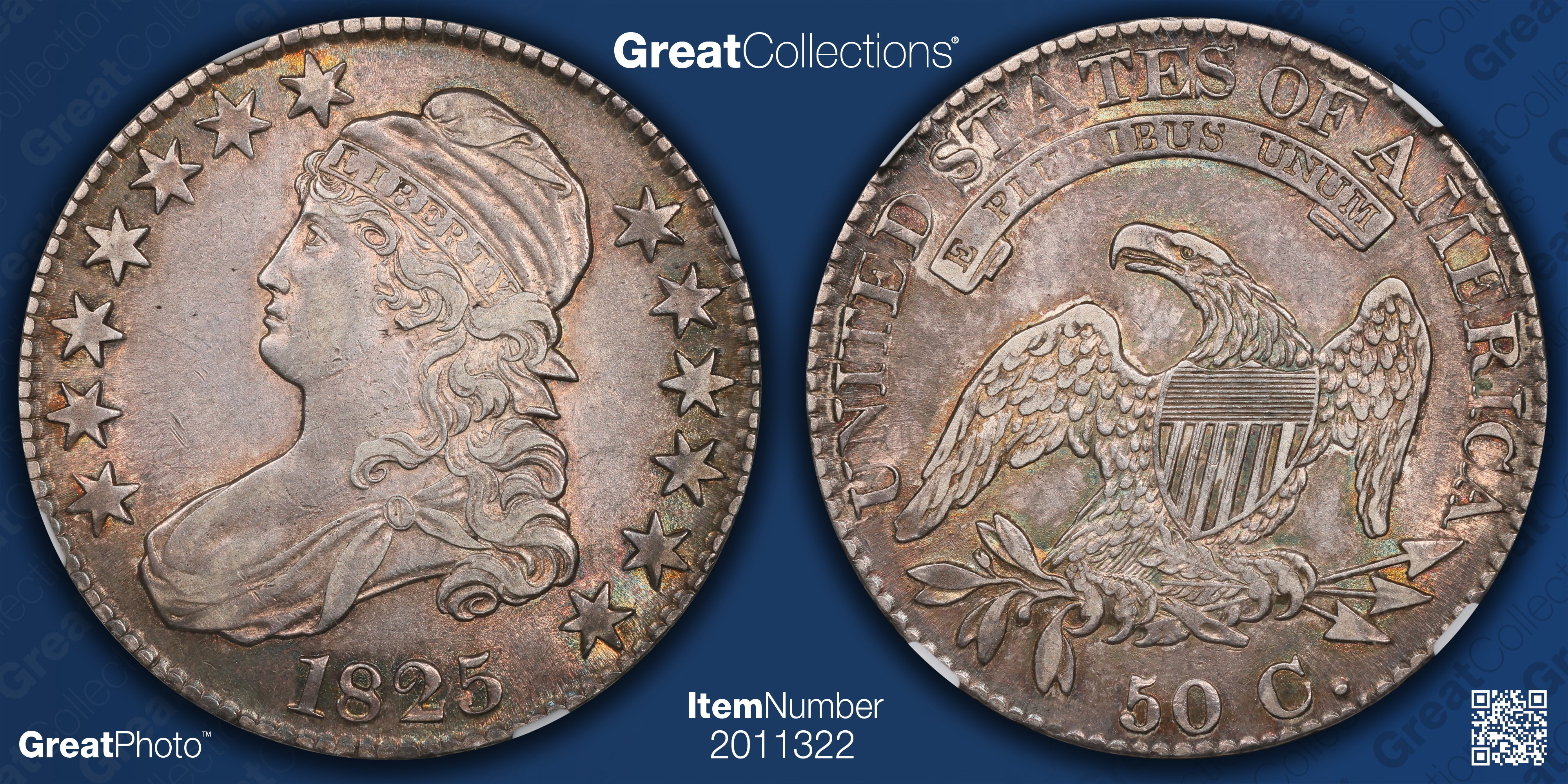 1825 Capped Bust Half Dollar NGC AU-55 (Item 2011322