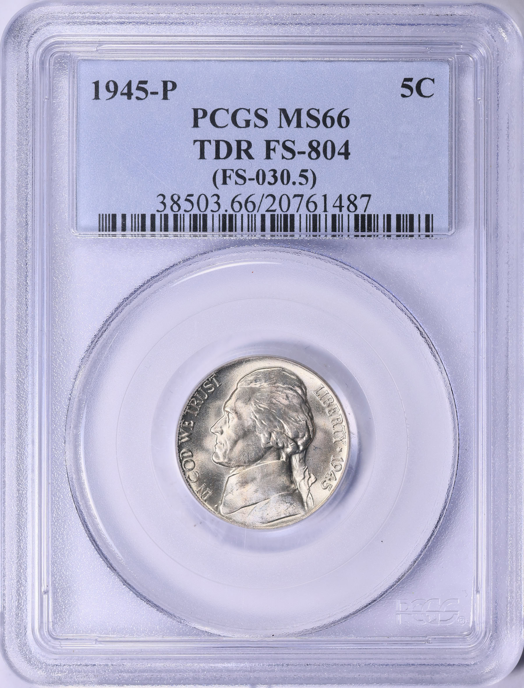 1945-P Jefferson Nickel Tripled Die Reverse FS-804 (030.5) PCGS MS