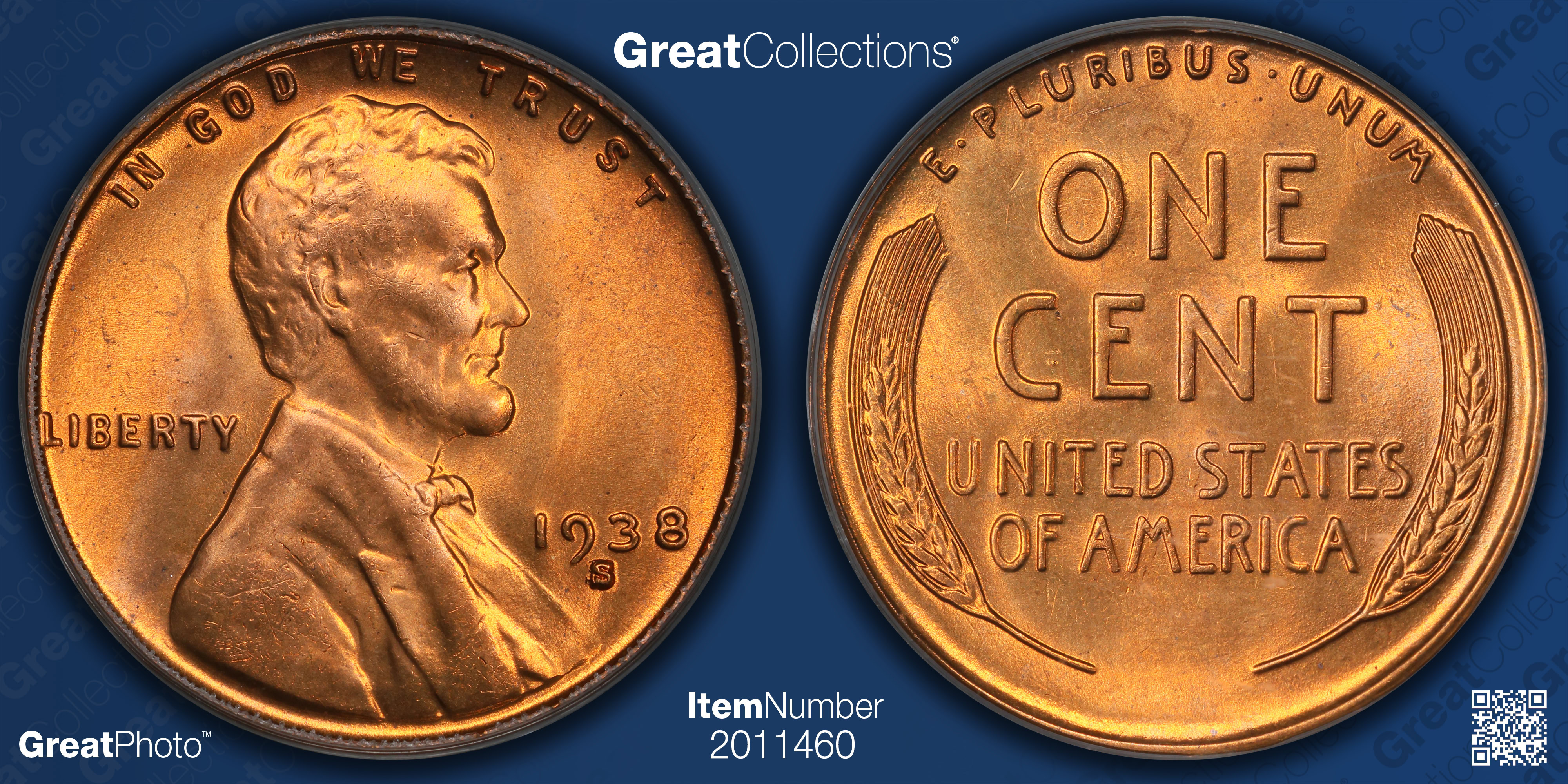 Mint Error 1938-S Lincoln Cent FS-016.5 Repunched MM PCGS MS-66 RD