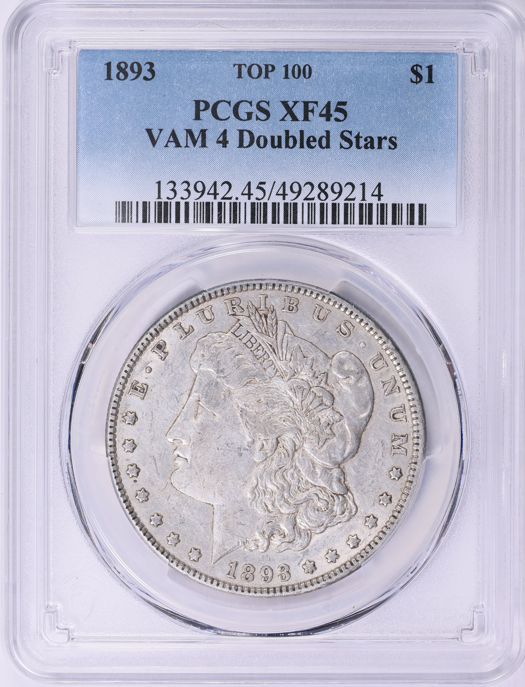 WhiteTails ワイテルズ モノパス BluRay 銀テ 1893 Morgan Silver Dollar Doubled Stars VAM-4 *Top 100* PCGS XF-45