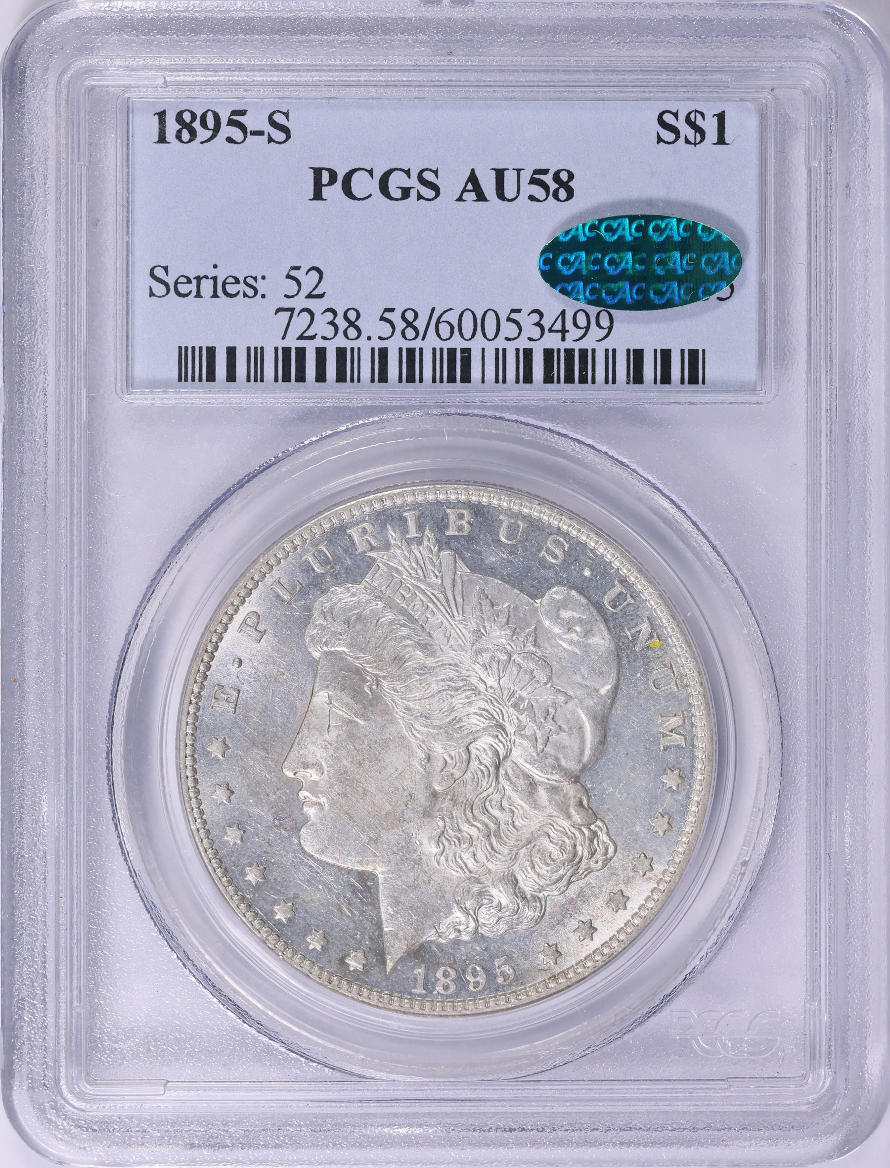 1895-S Morgan Silver Dollar PCGS AU-58 (CAC Green) (Item 2012298