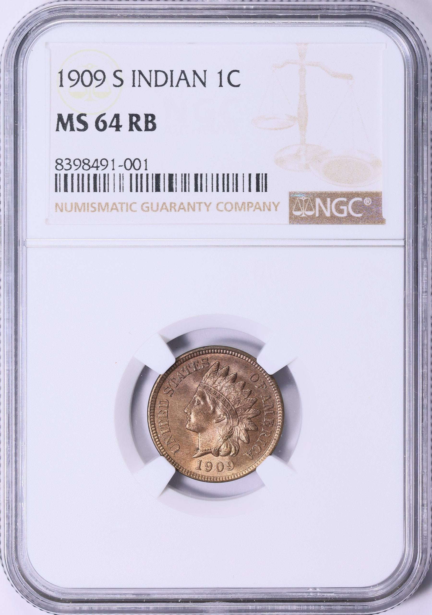 1909-S Indian Cent NGC MS-64 RB (Item 2012309) | GreatCollections