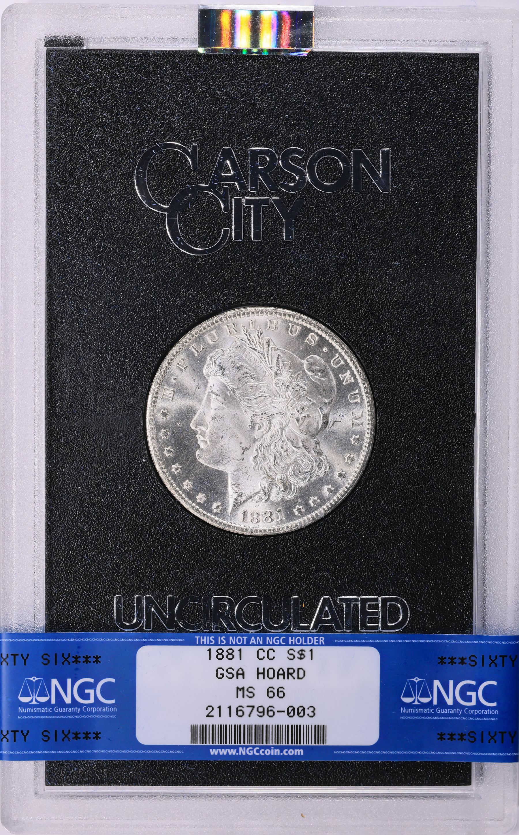 1881-CC Morgan Silver Dollar GSA Hoard NGC MS-66 (GSA Holder