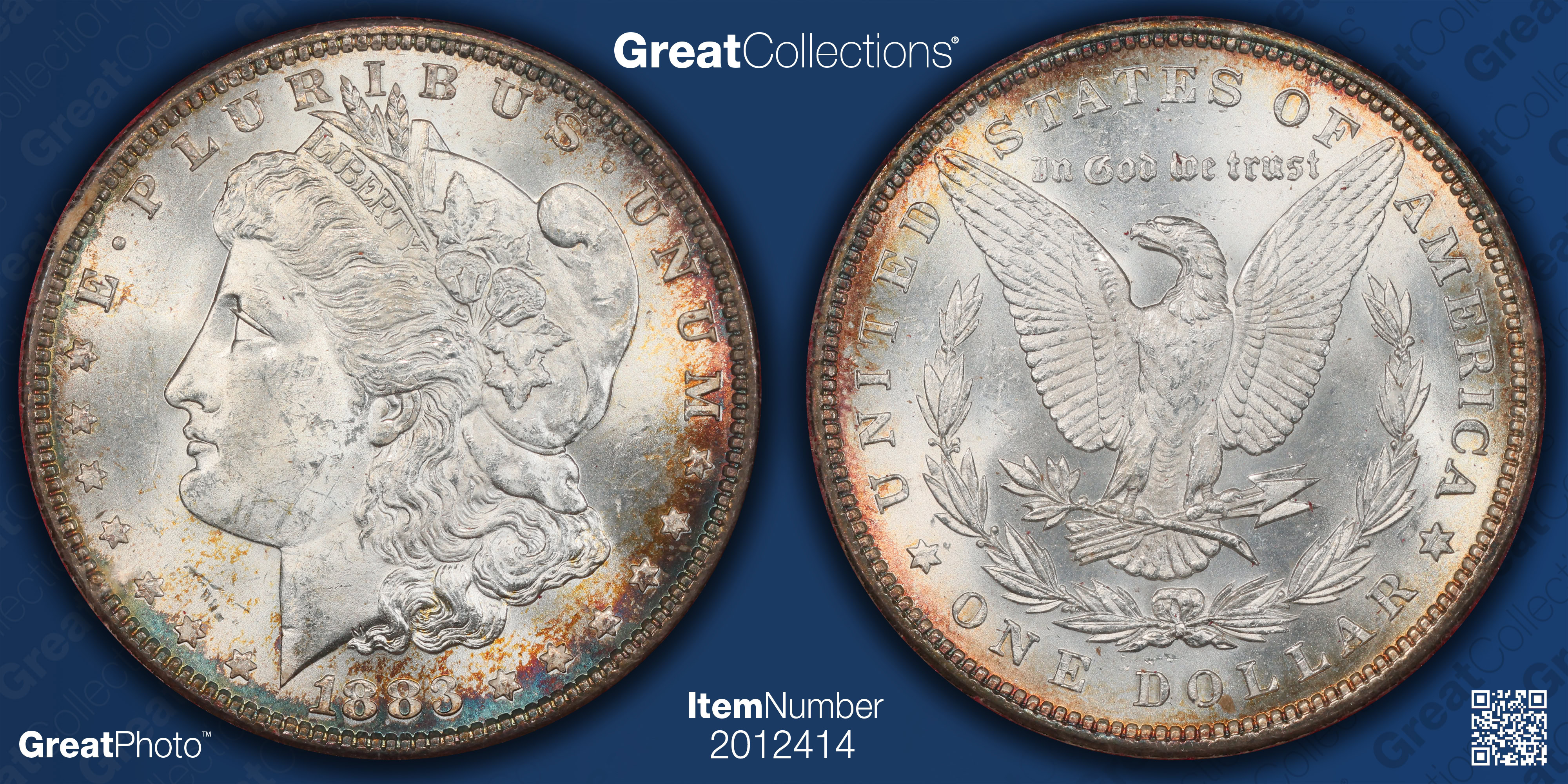 1883 Morgan Silver Dollar NGC MS-64 (Paramount Red Holder) (Toned