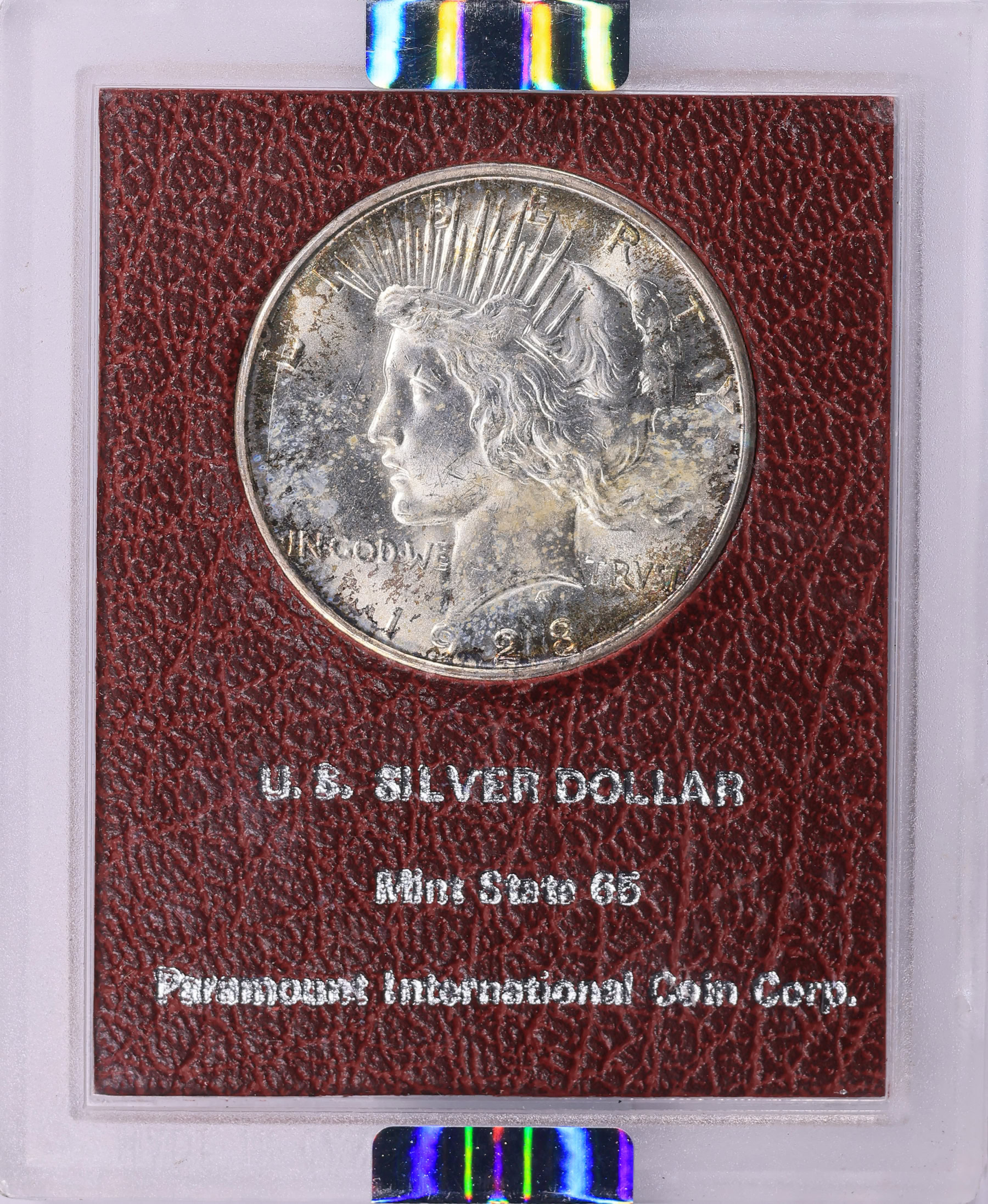 1923-D Peace Silver Dollar NGC MS-64 (Paramount Red Holder) (Toned