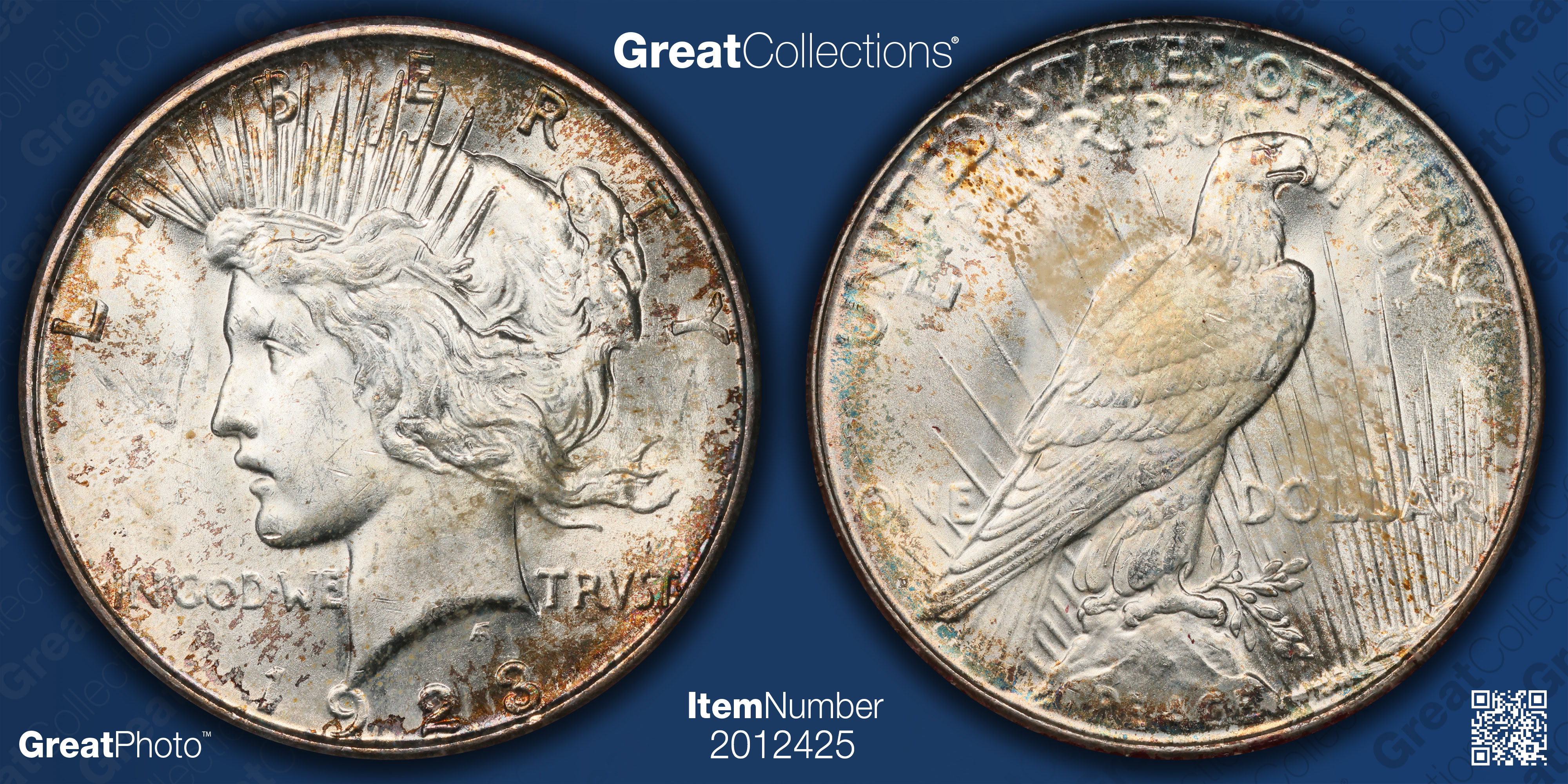 1923-D Peace Silver Dollar NGC MS-64 (Paramount Red Holder) (Toned