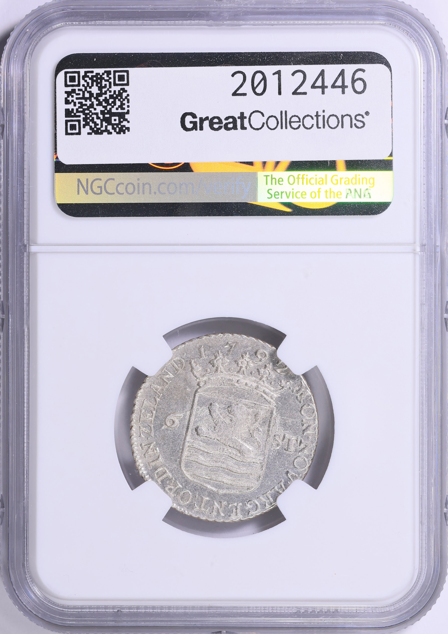 Netherlands - Zeeland 1792 Silver 6 Stuivers KM-90.2 NGC MS-62