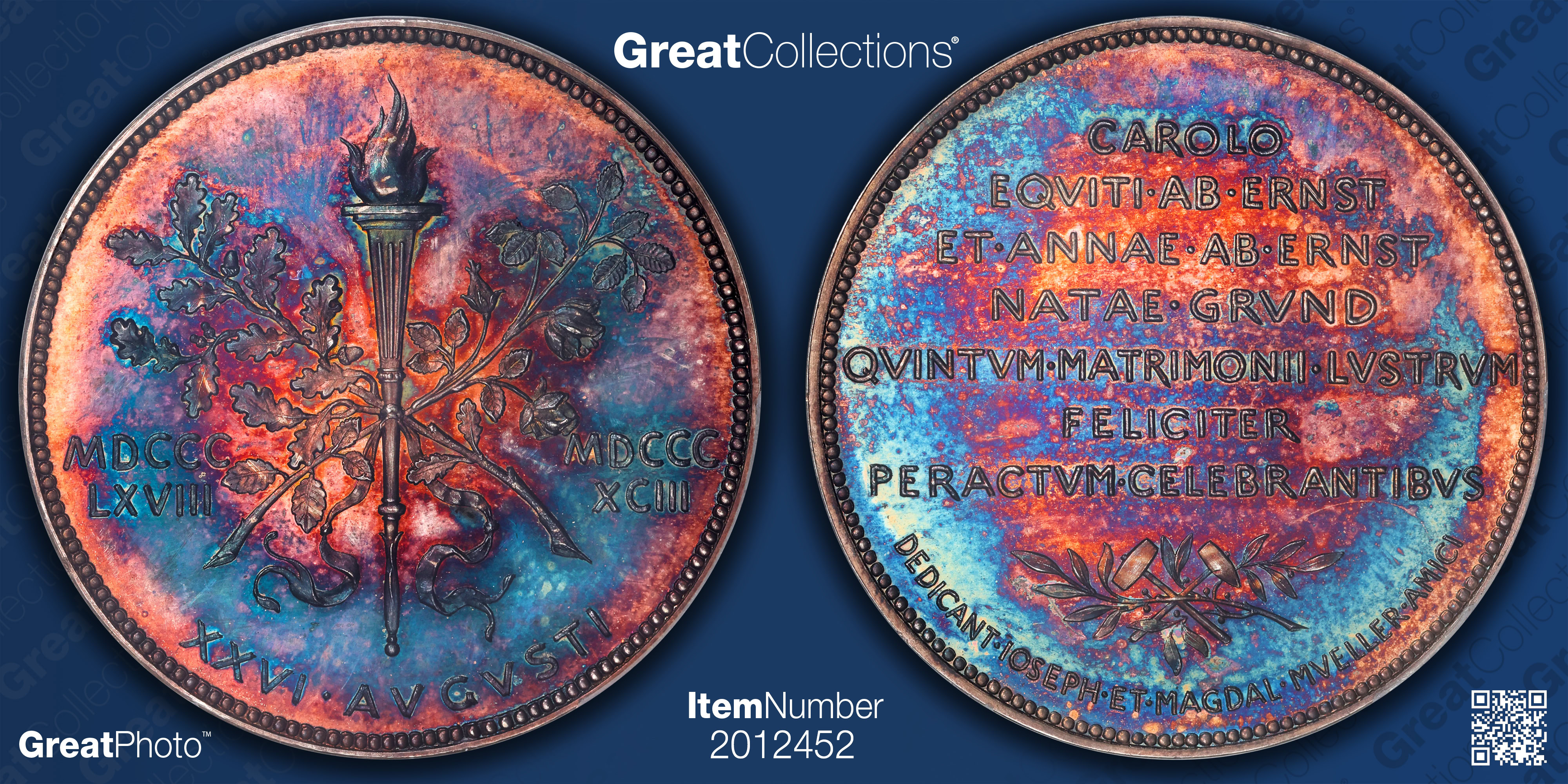 Austria 1893 Silver 34mm Medal PCGS SP-64 (Toned) (Item 2012452