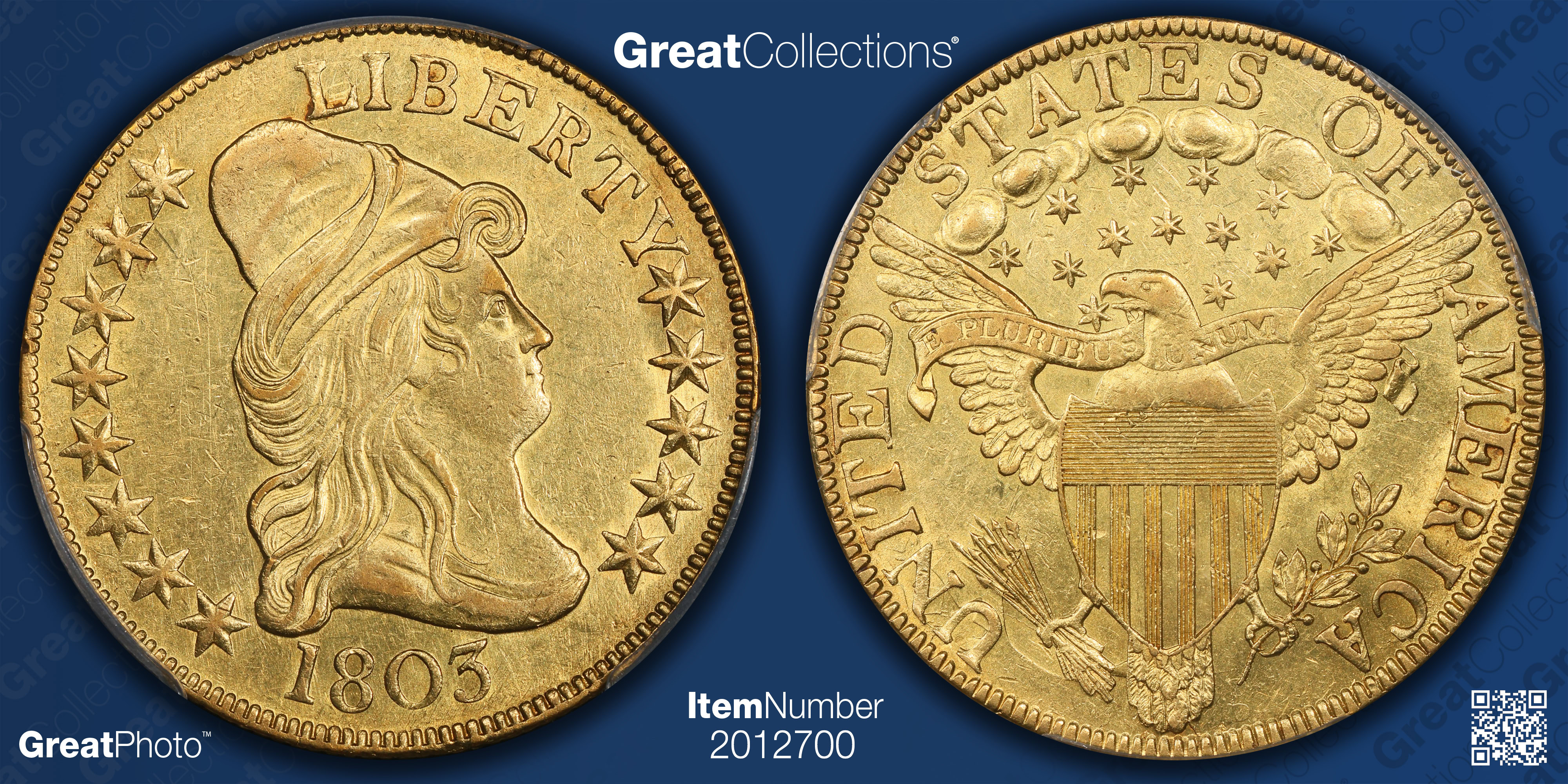 1803 Capped Bust Gold Eagle Small Stars Reverse PCGS AU-58 (Item ...