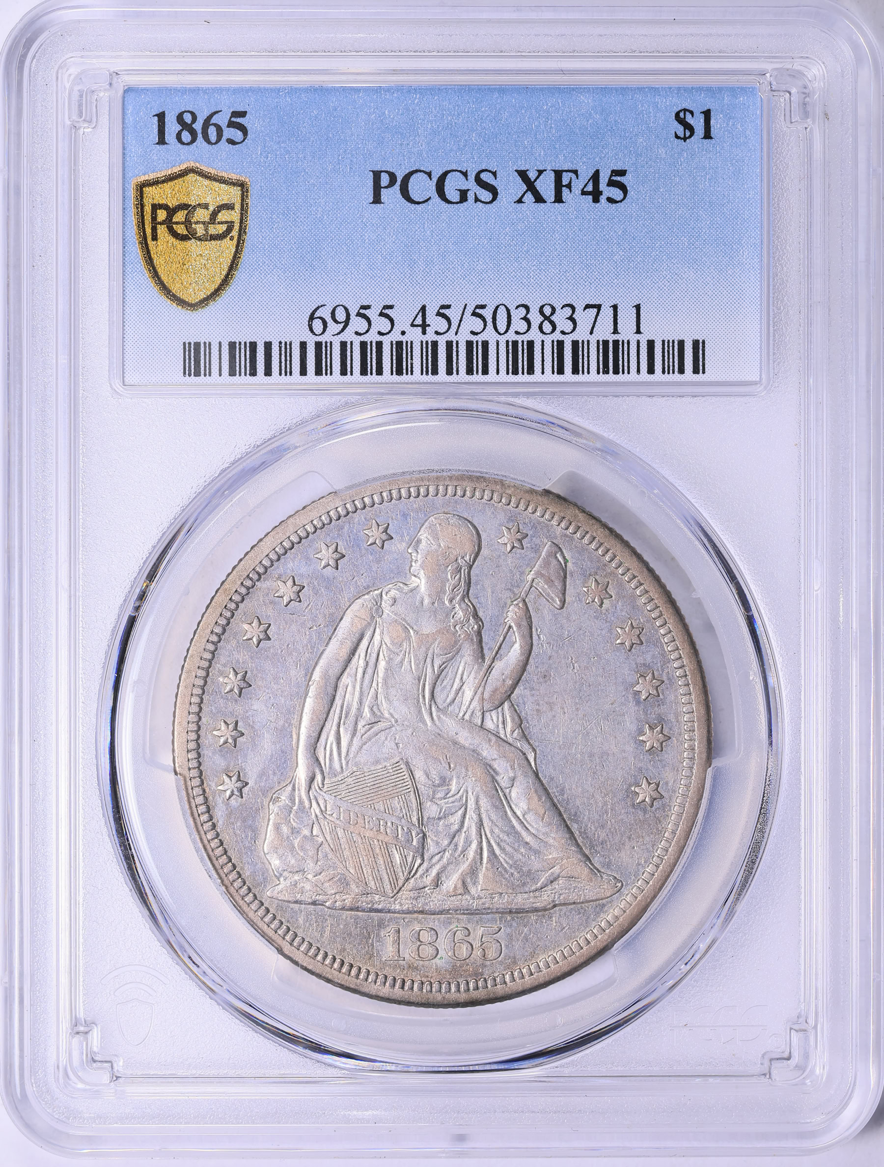 1865 Seated Liberty Silver Dollar PCGS XF-45 (Item 2012924