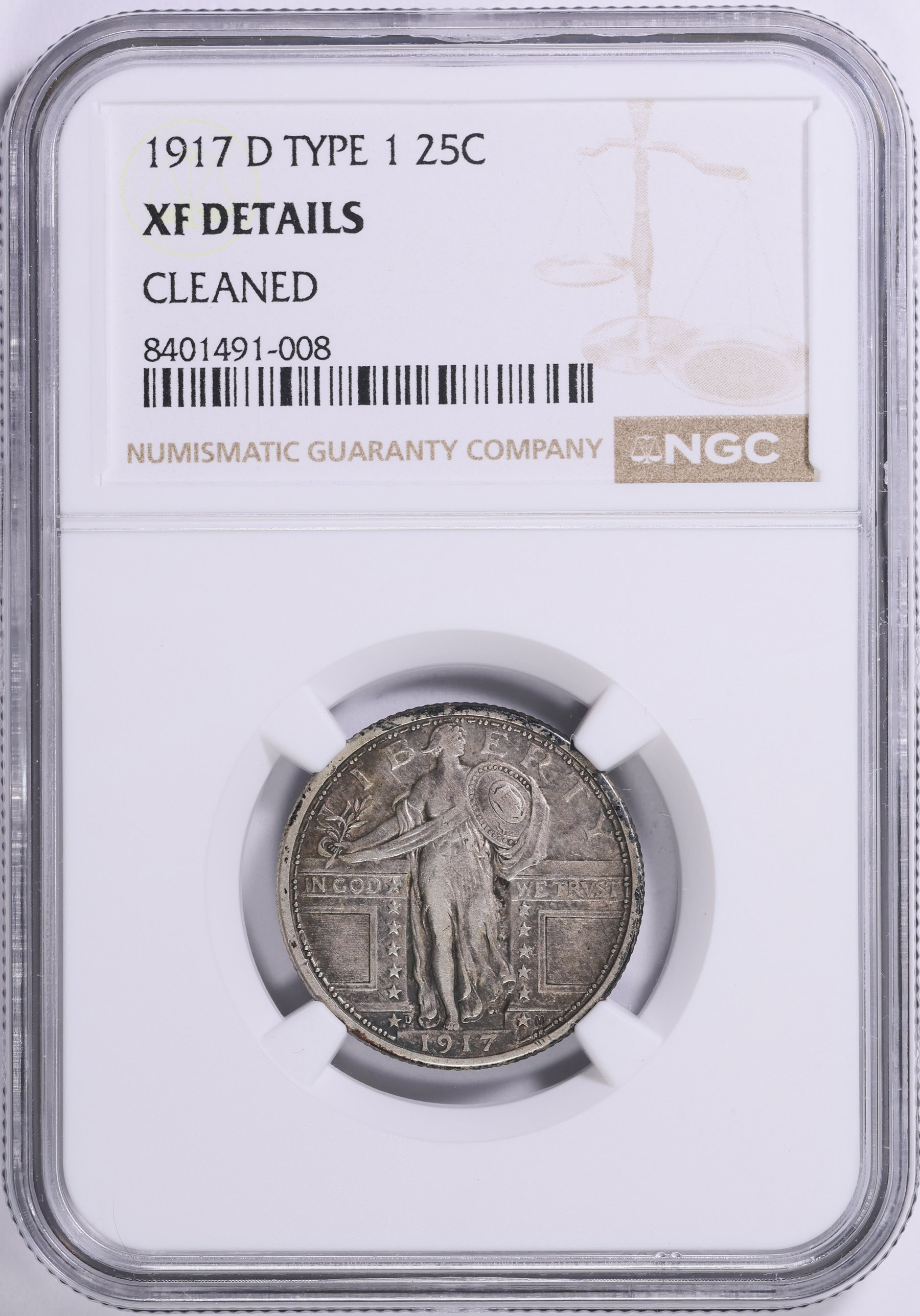 1917-D Standing Liberty Quarter Type 1 NGC XF Details (Item
