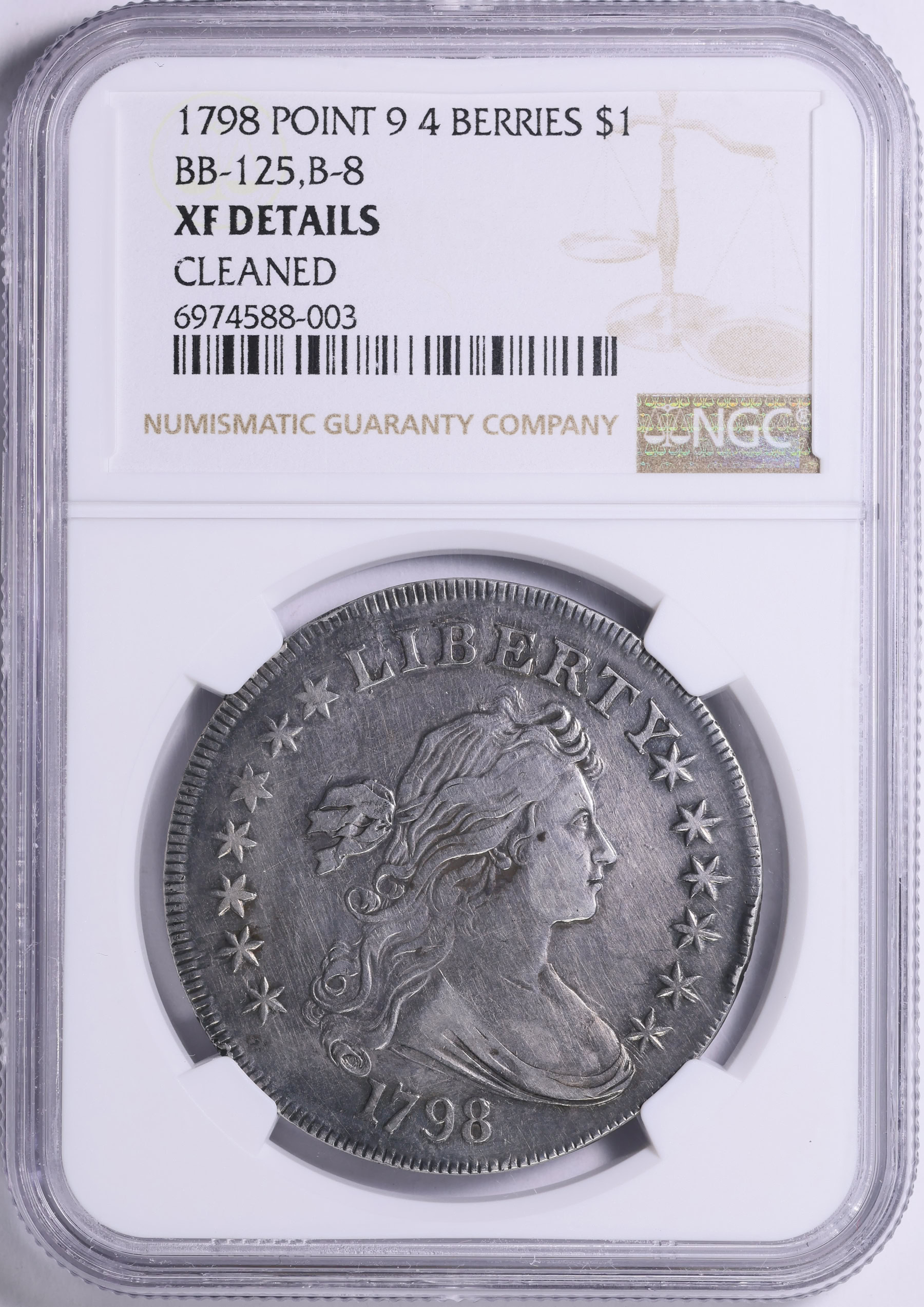 The East Flatbush Project レア　アングラ 1798 Draped Bust Silver Dollar B-8 BB-125 Point 9 4 Lines NGC XF