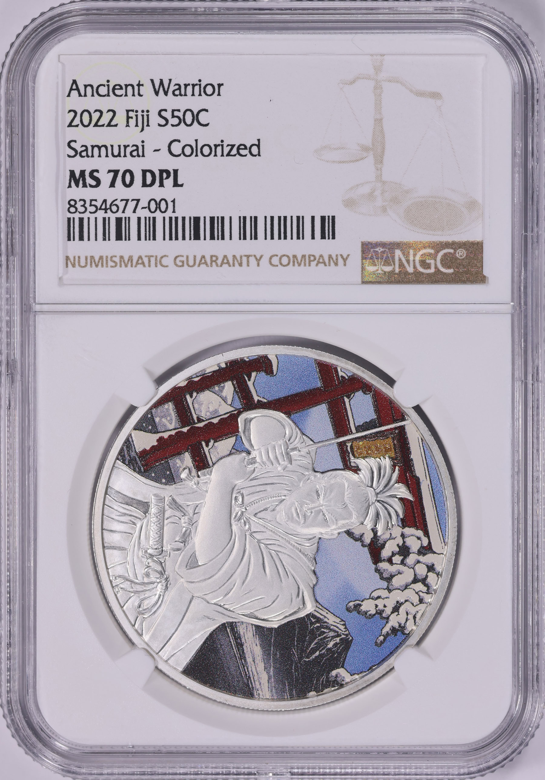 Fiji 2022 Colorized Silver 50 Cents Ancient Warriors, Samurai NGC