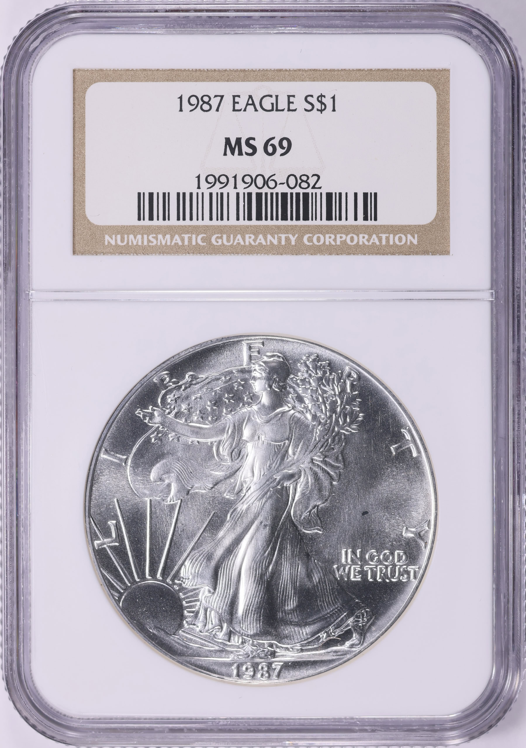 1987 $1 Silver Eagle NGC MS-69 (Item 2013538) | GreatCollections Coin ...