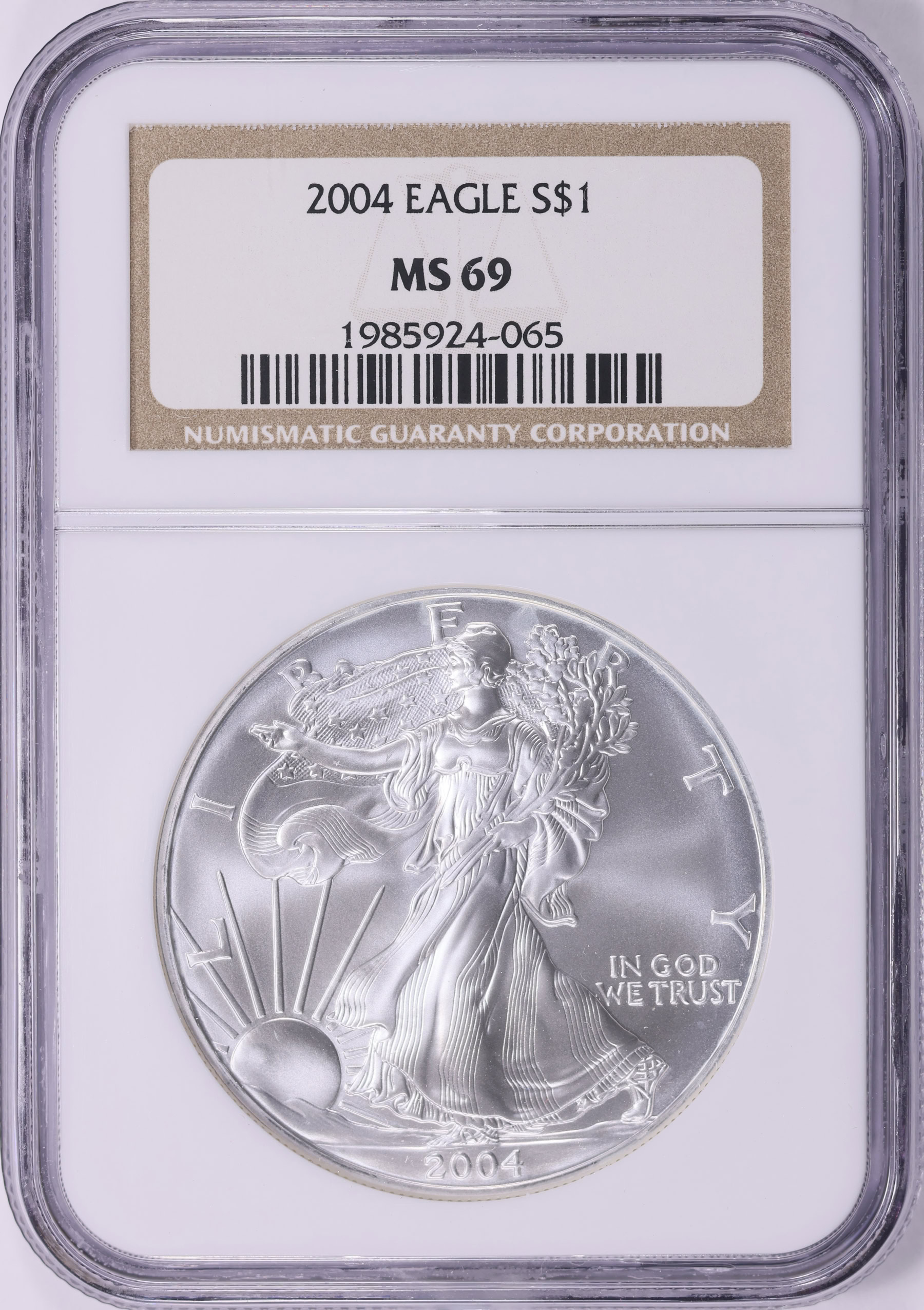 2004 $1 Silver Eagle NGC MS-69 (Item 2013546) | GreatCollections