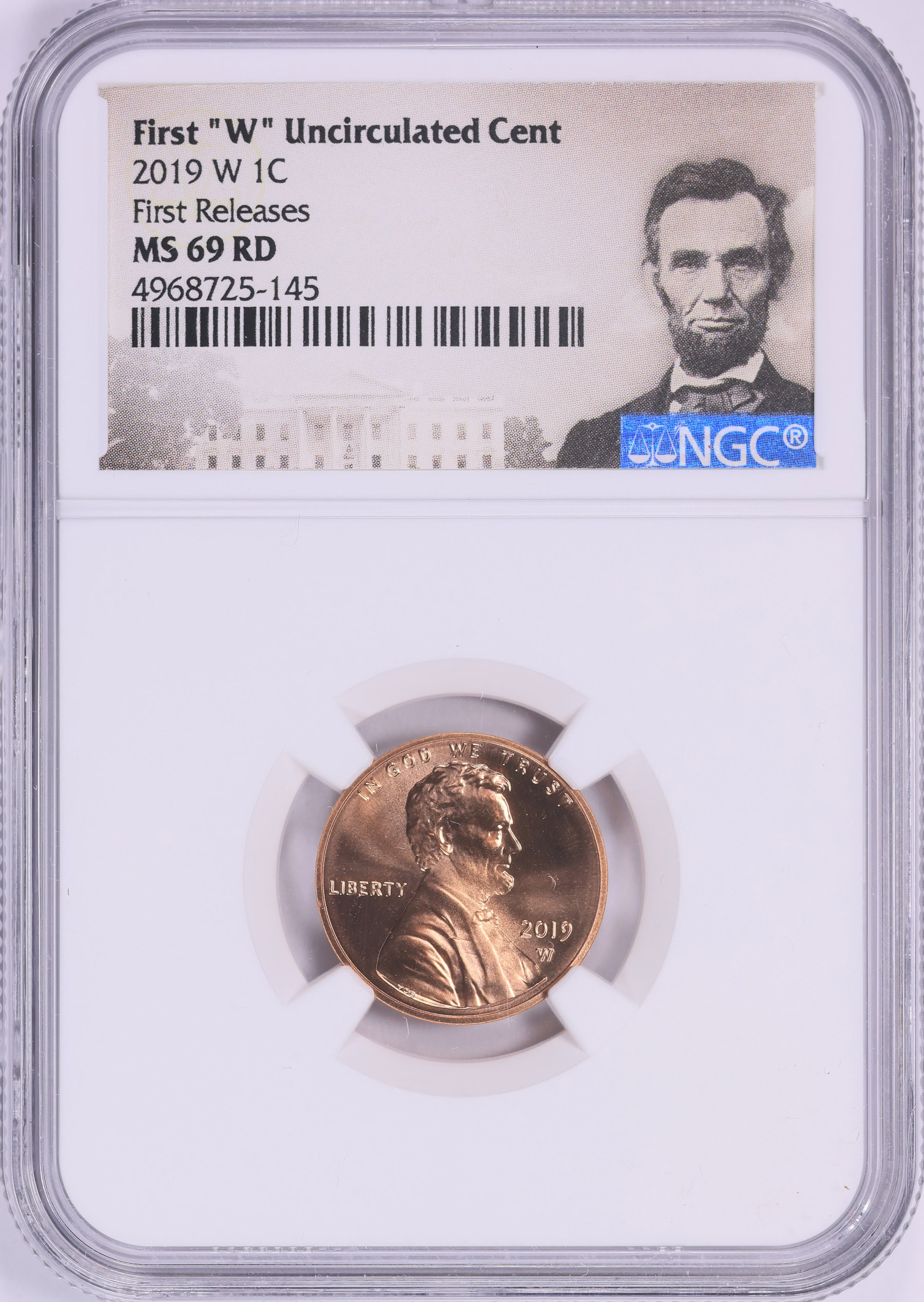 2019-W Lincoln Cent Shield First Releases NGC MS-69 RD (Lincoln