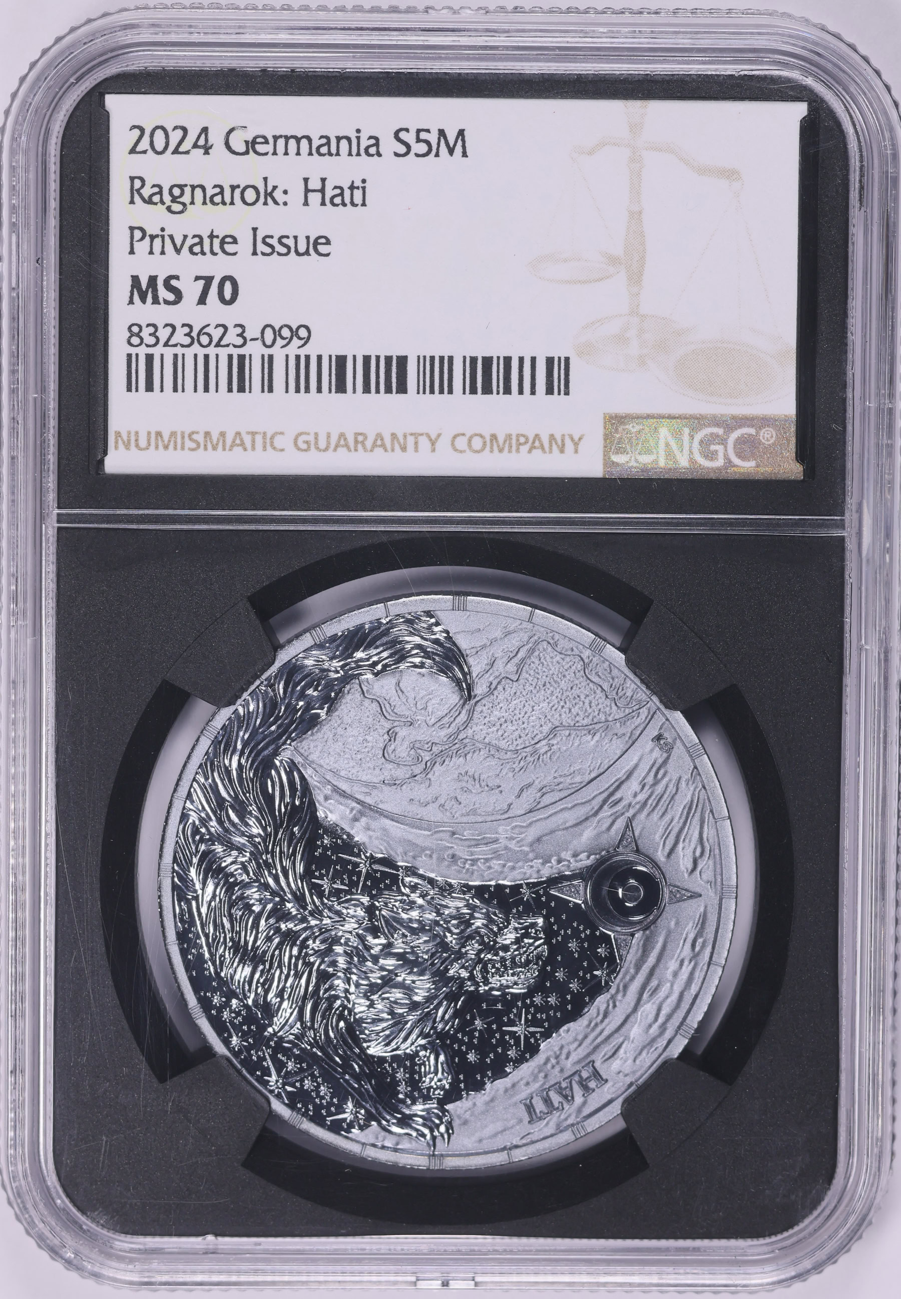 Germania 2024 Silver 5 Marks Ragnarok: Hati Fantasy Issue Black