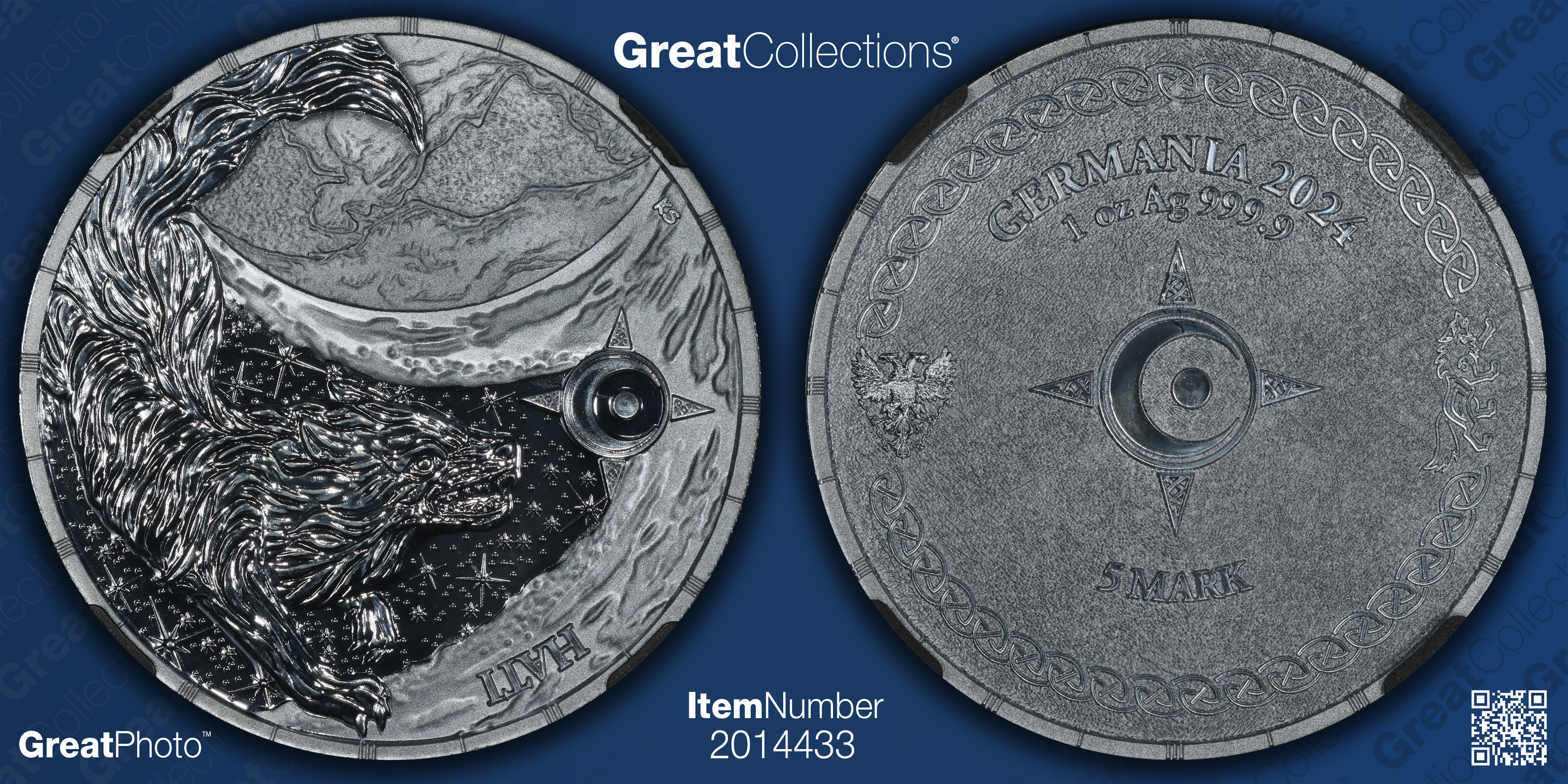 Germania 2024 Silver 5 Marks Ragnarok: Hati Fantasy Issue Black