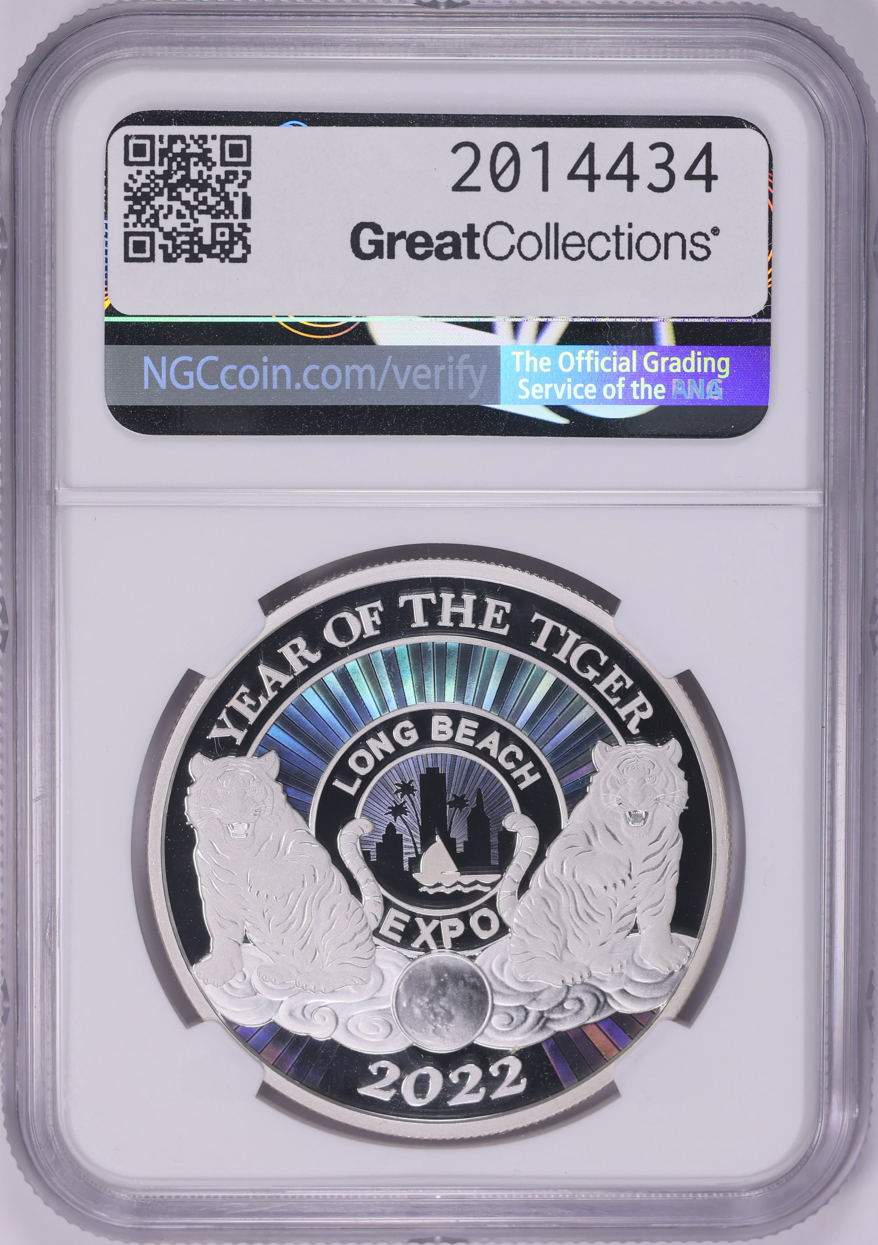 2022年 虎　銀貨　 真珠付き China 2022 Silver 1oz Long Beach Expo Year of the Tiger Official