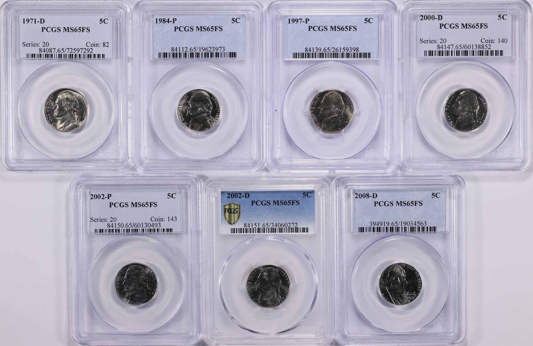 1971-D, 1984-P, 1997-P, 2000-D, 2002-P, 2002-D and 2008-D Jefferson ...