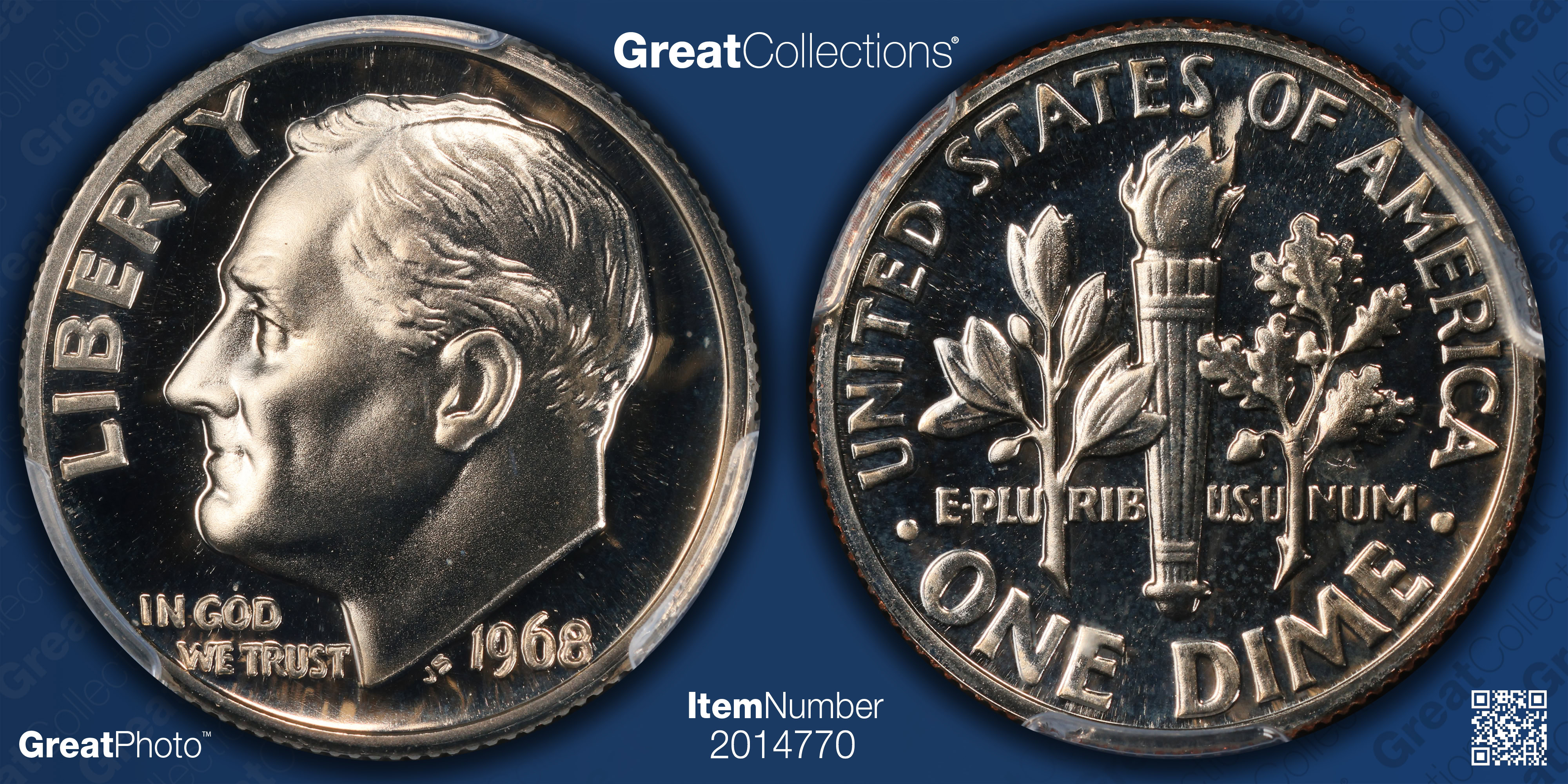 1968 Roosevelt Dime No S PCGS Proof-69 (Item 2014770
