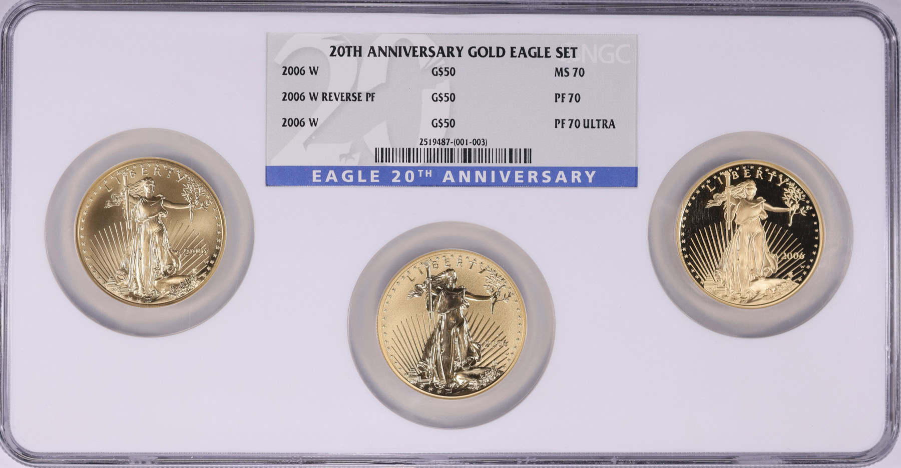 2006-W $50 One-Ounce Gold American Eagle 20th Anniversary Set
